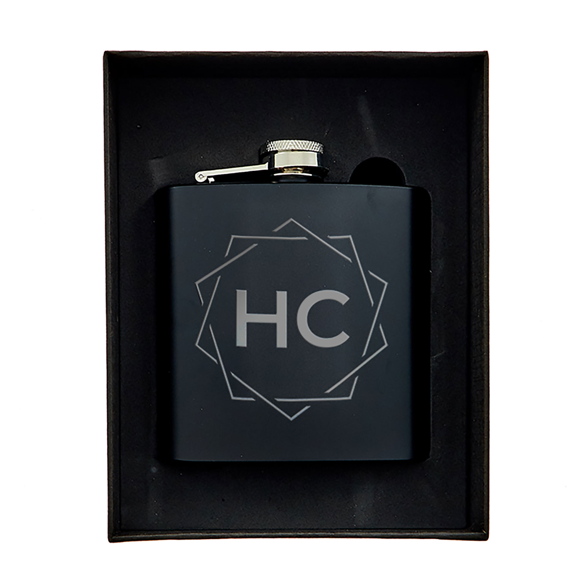 Personalised Matte Black Hip Flask - Initials