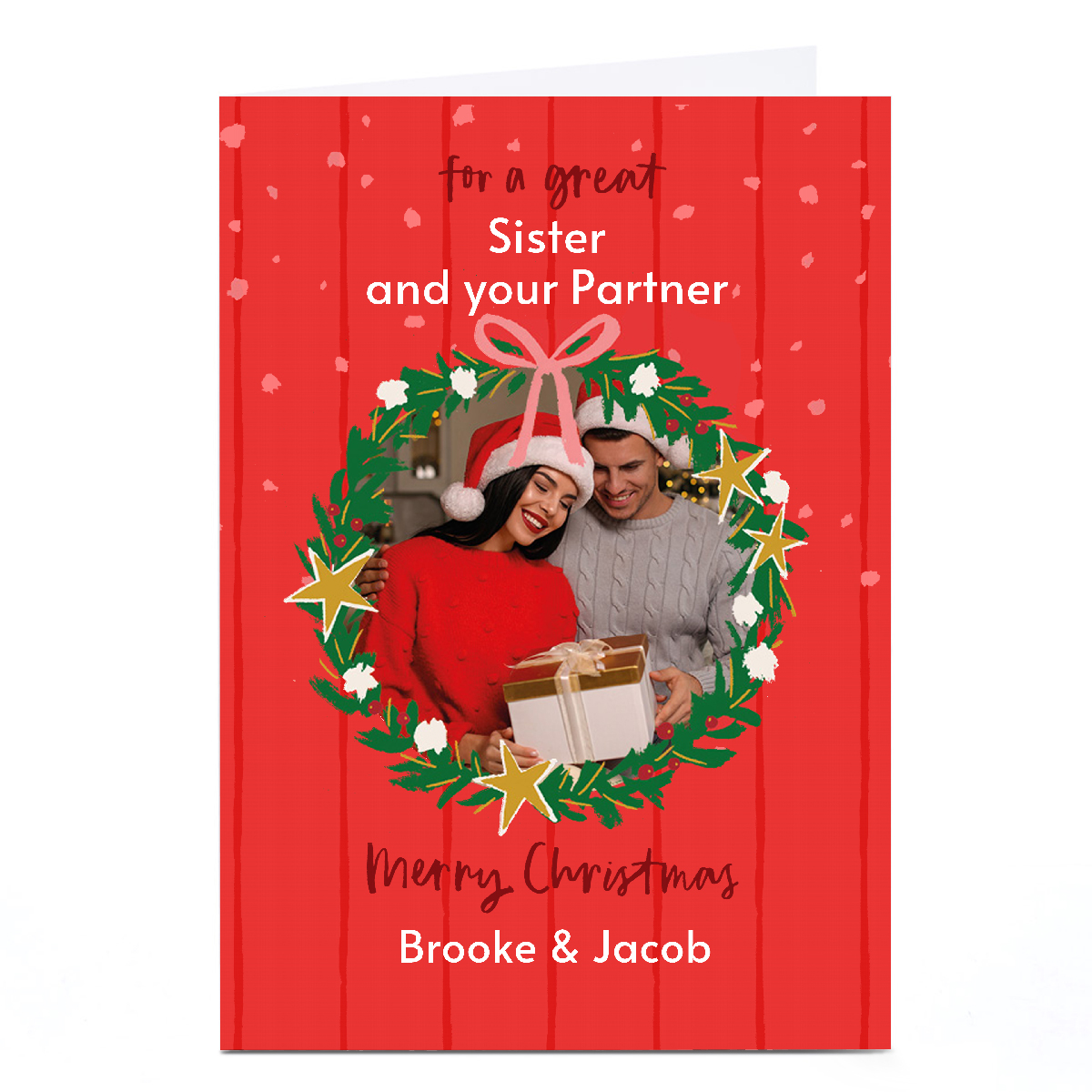 Personalised Christmas Photo Card - Christmas Wreath