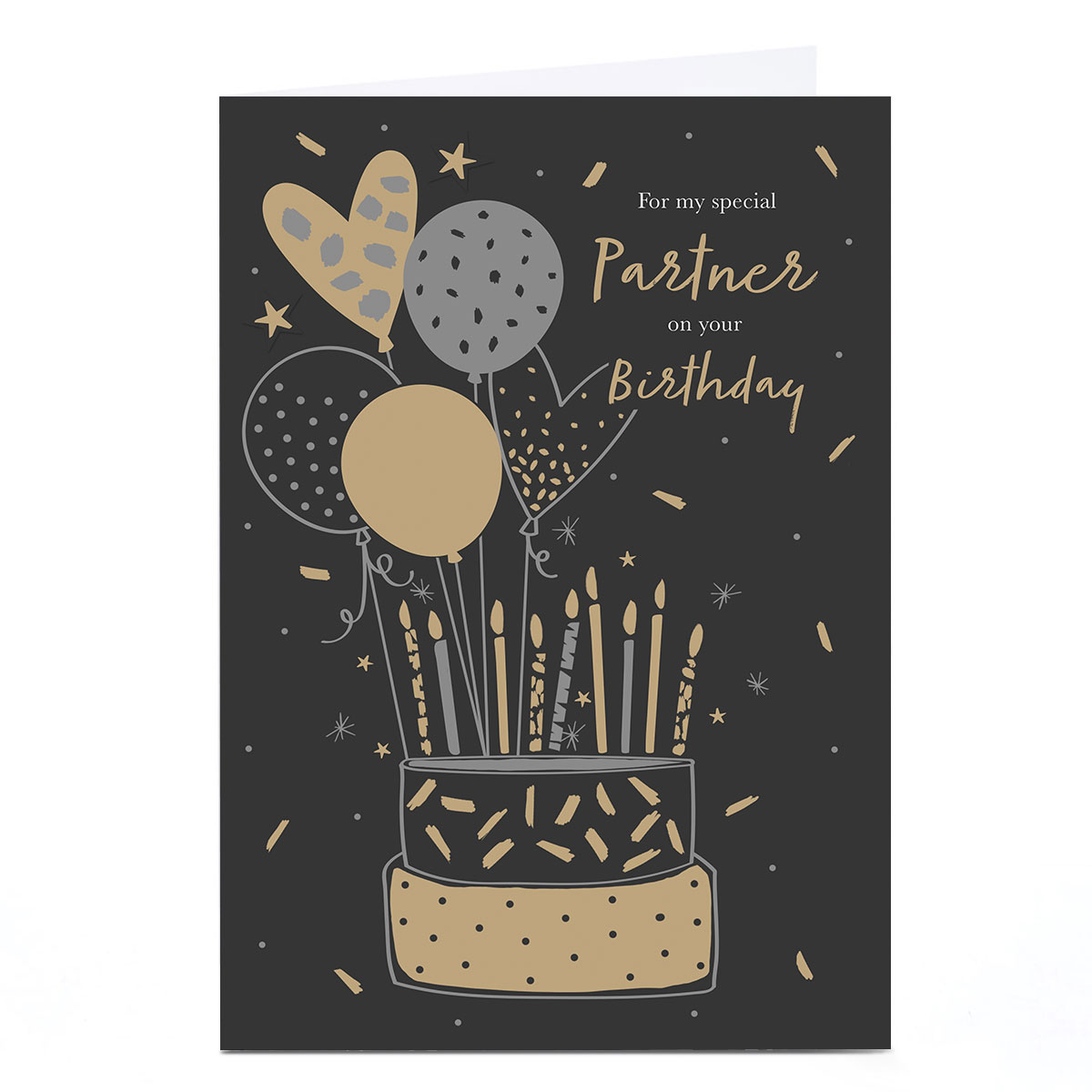 Personalised Birthday Card - Black and Gold Cake, Partner