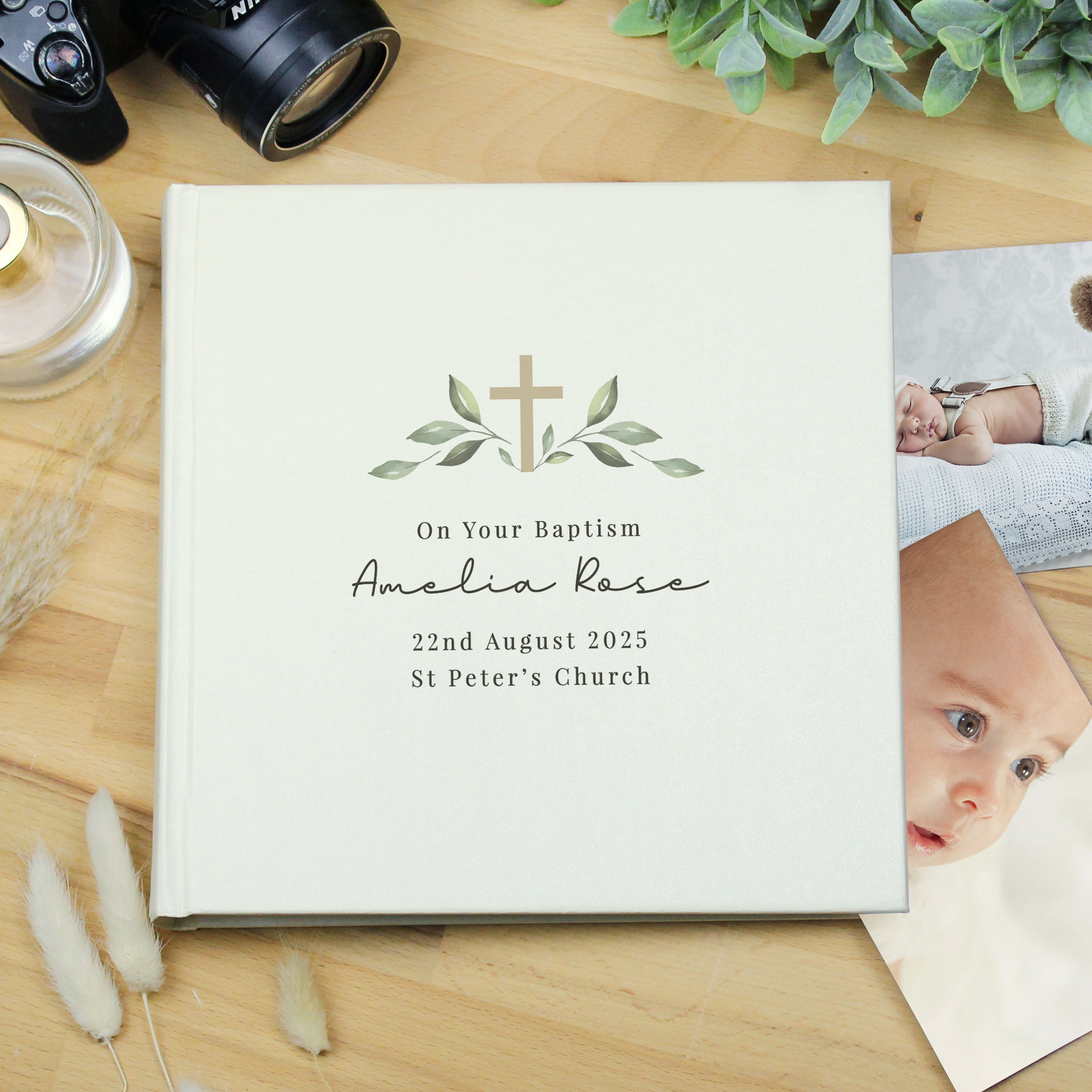 Personalised Religious Cross Square Photo Album