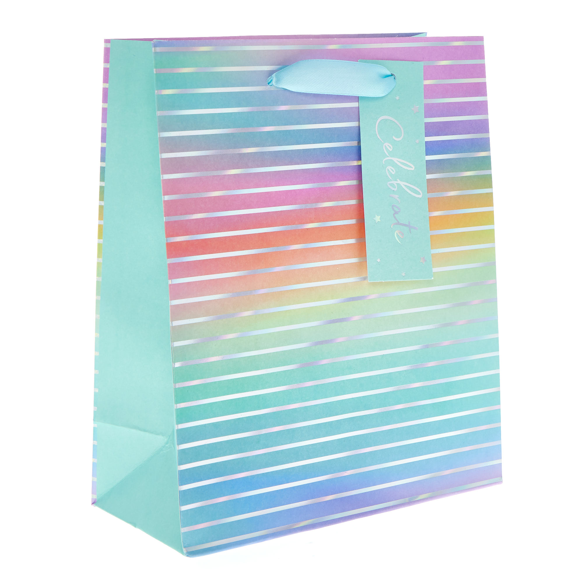 Buy Pastel Stripes Celebrate Medium Portrait Gift Bag for GBP 1.29 ...