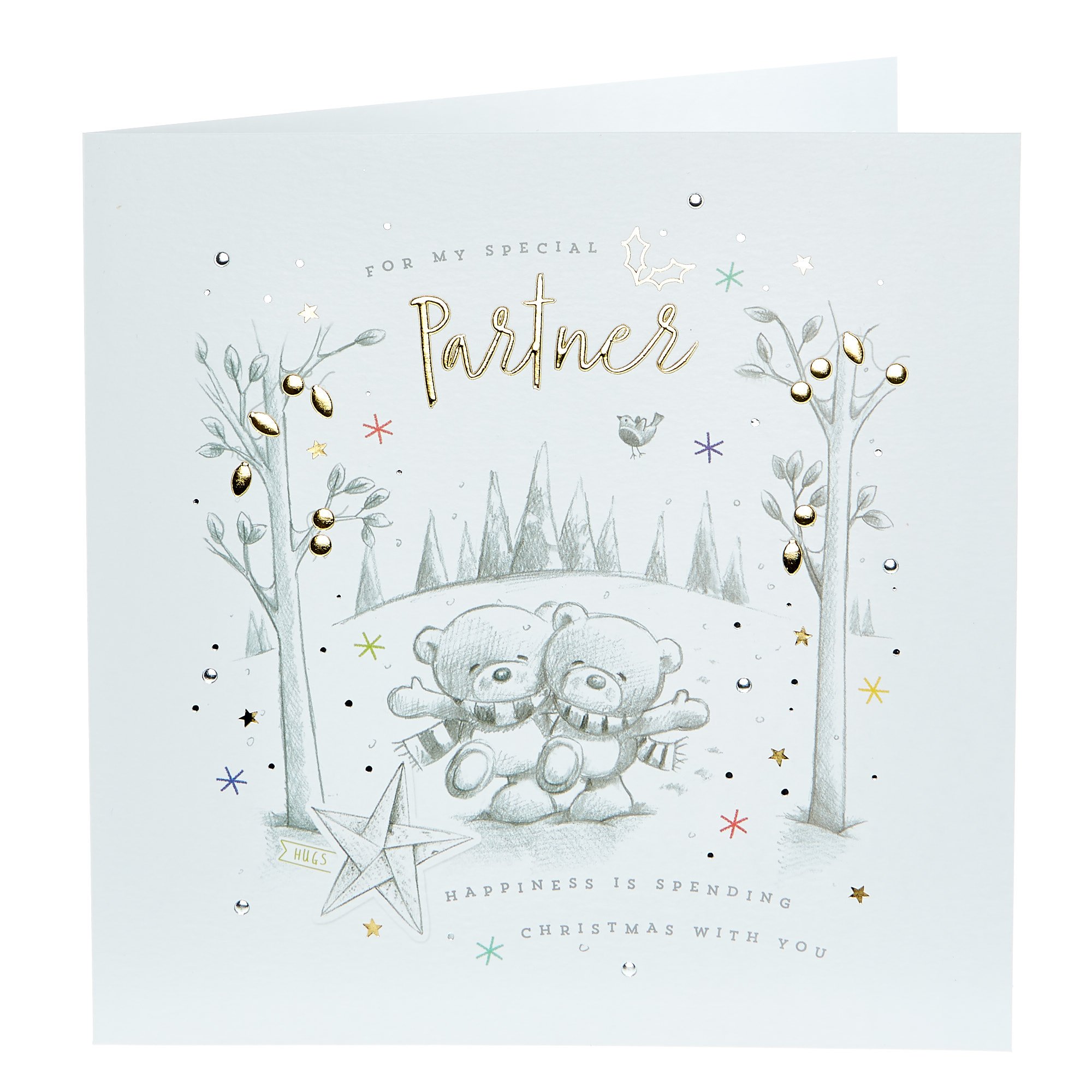 Hugs Bear Platinum Collection Christmas Card - Partner