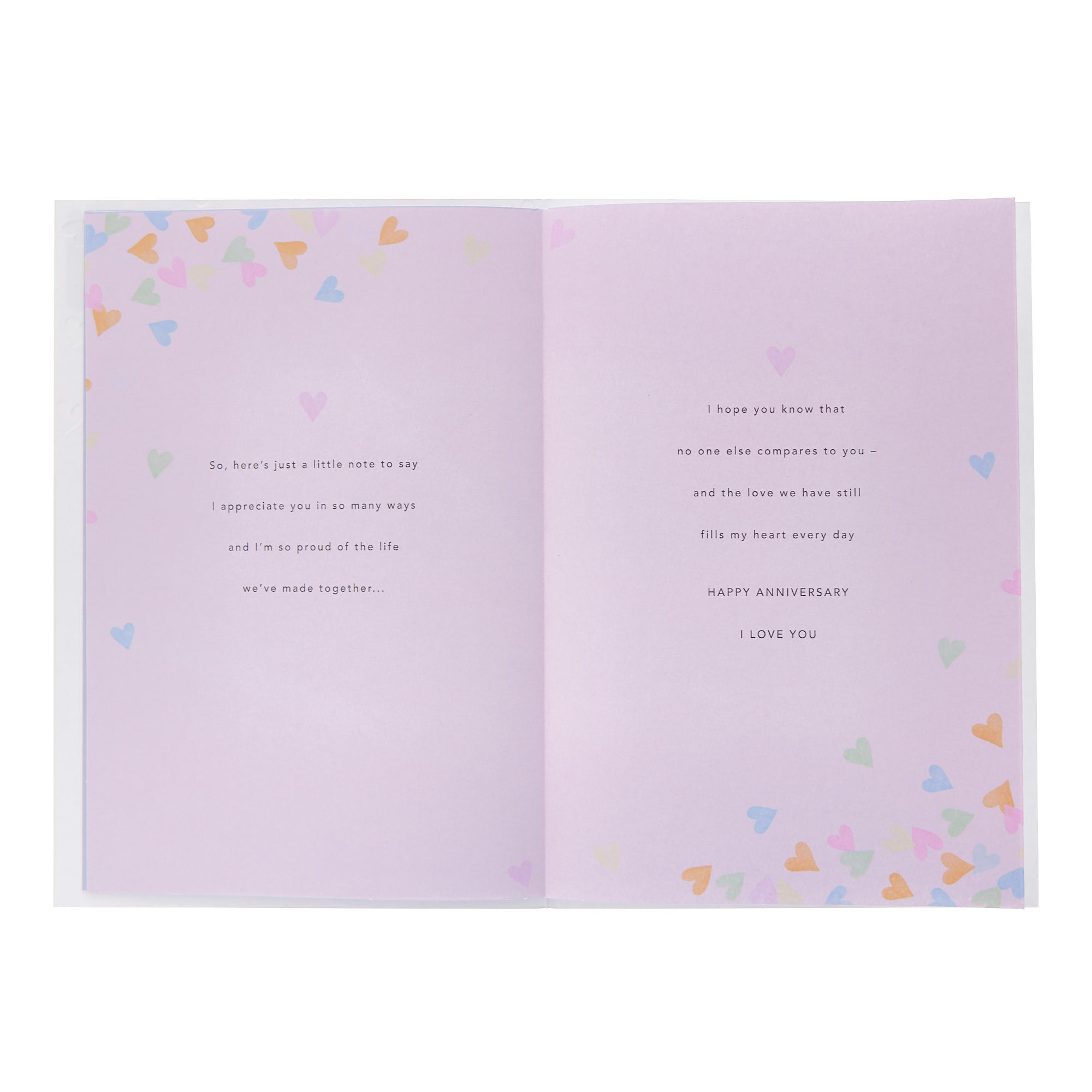 Pastel Hearts & Special Message Wife Anniversary Card