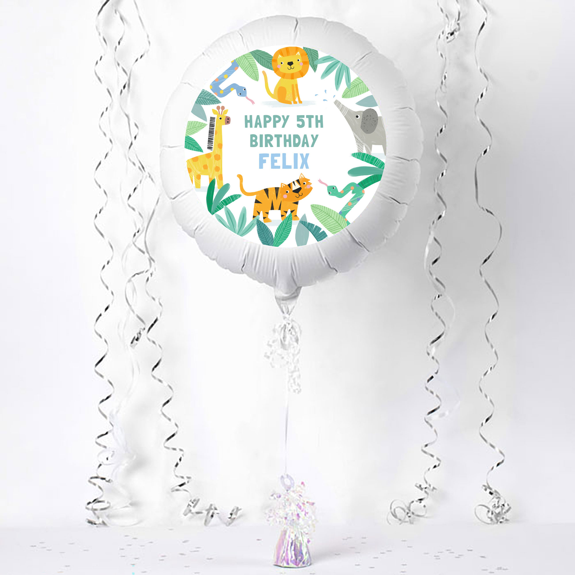 Personalised Large Helium Balloon - Jungle Animals