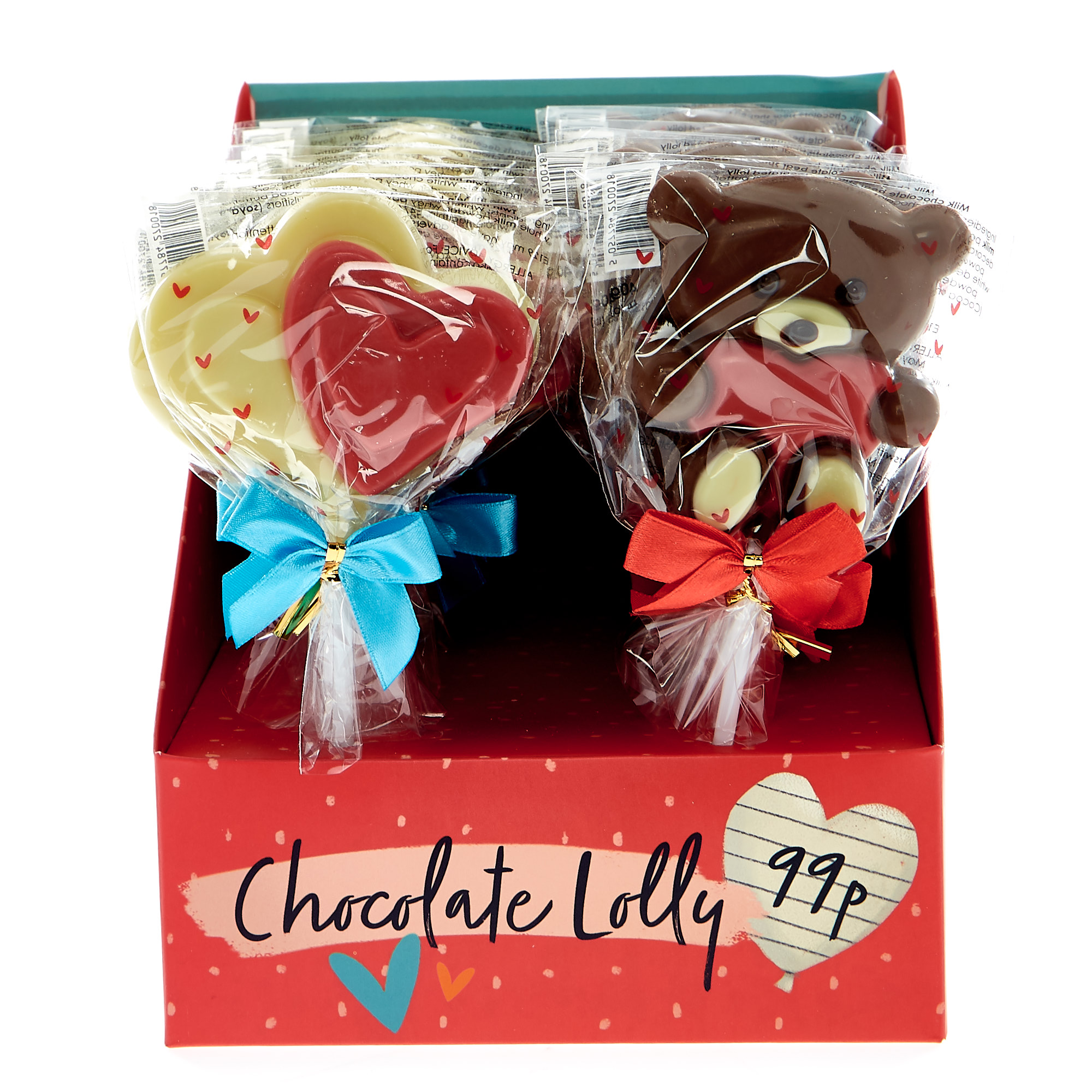 Assorted Valentine's Day Chocolate Lollies - Pack Of 22