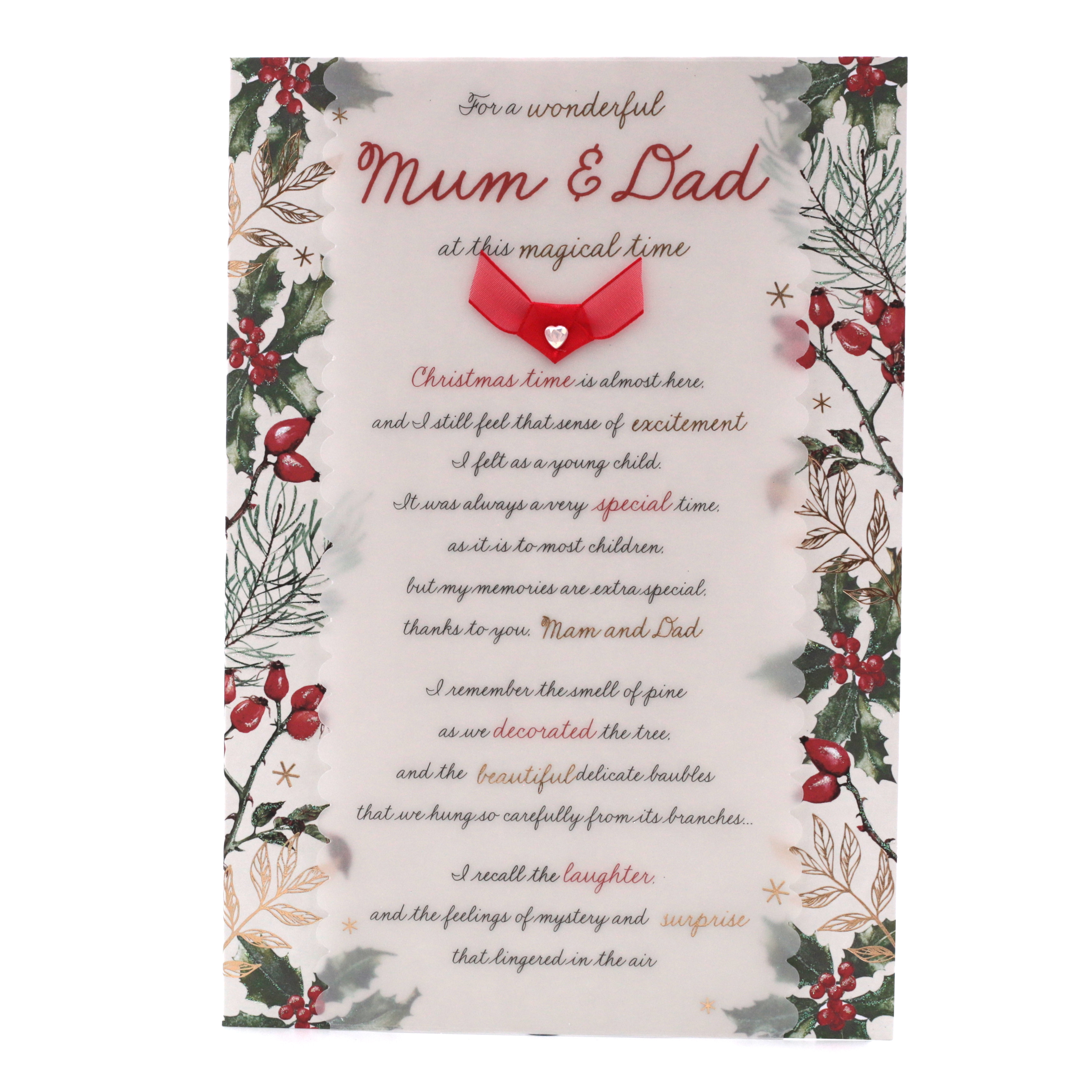 Christmas Card - Mum And Dad, Traditional Christmas Verse