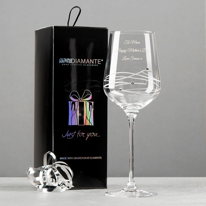 Personalised Swarovski Elements Diamante Wine Glass - Mother's Day