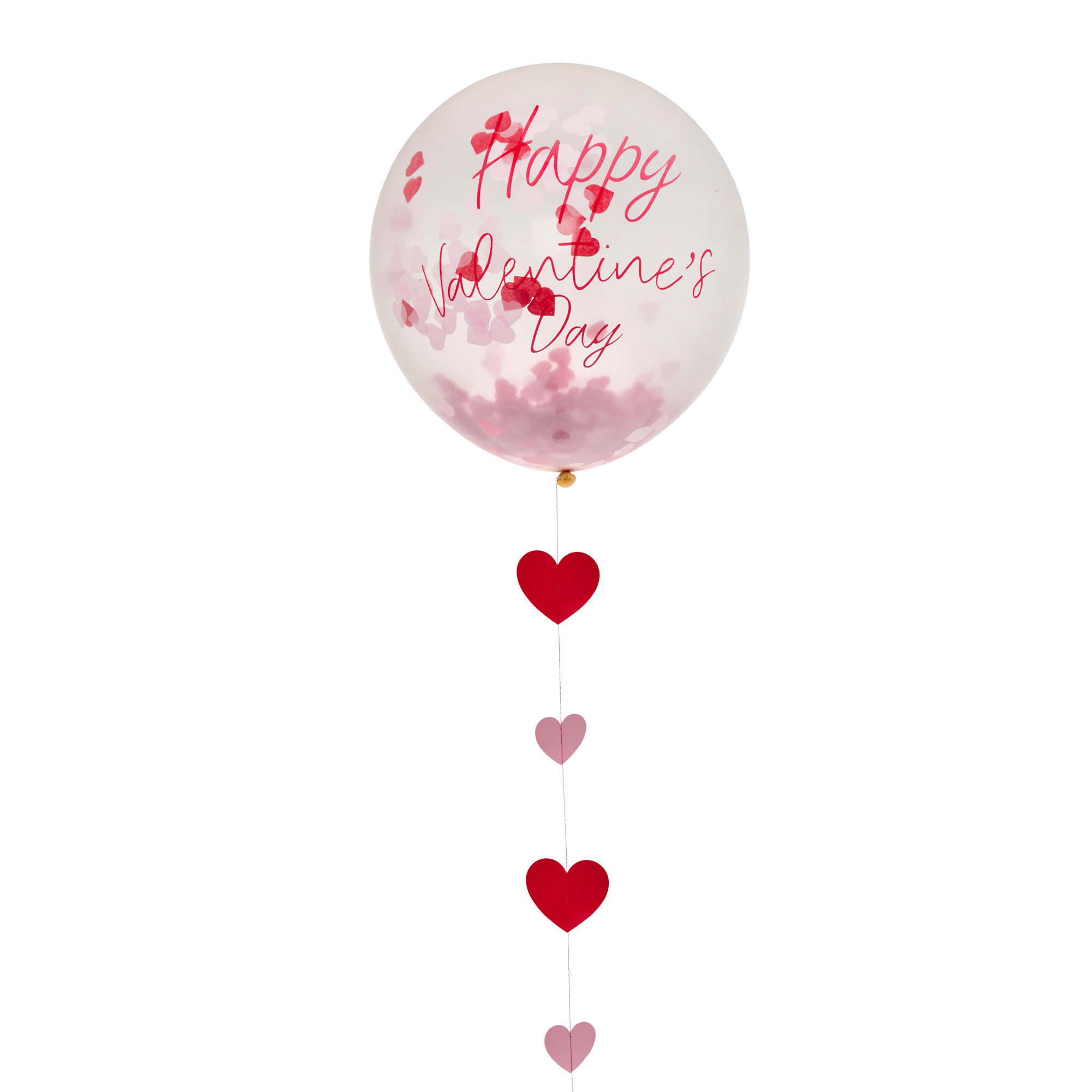 Happy Valentine's Day Confetti Latex Balloon With Tail