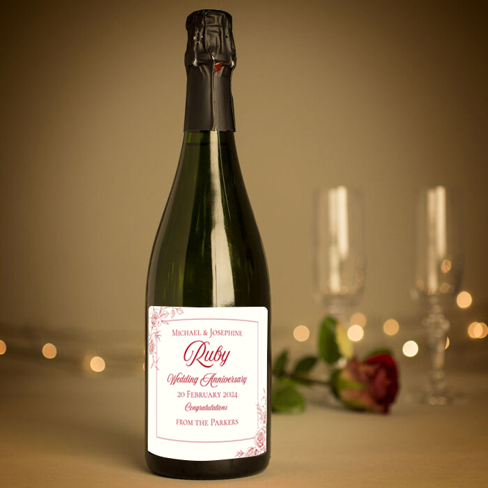 Personalised 40th Wedding Anniversary Cava -  Ruby