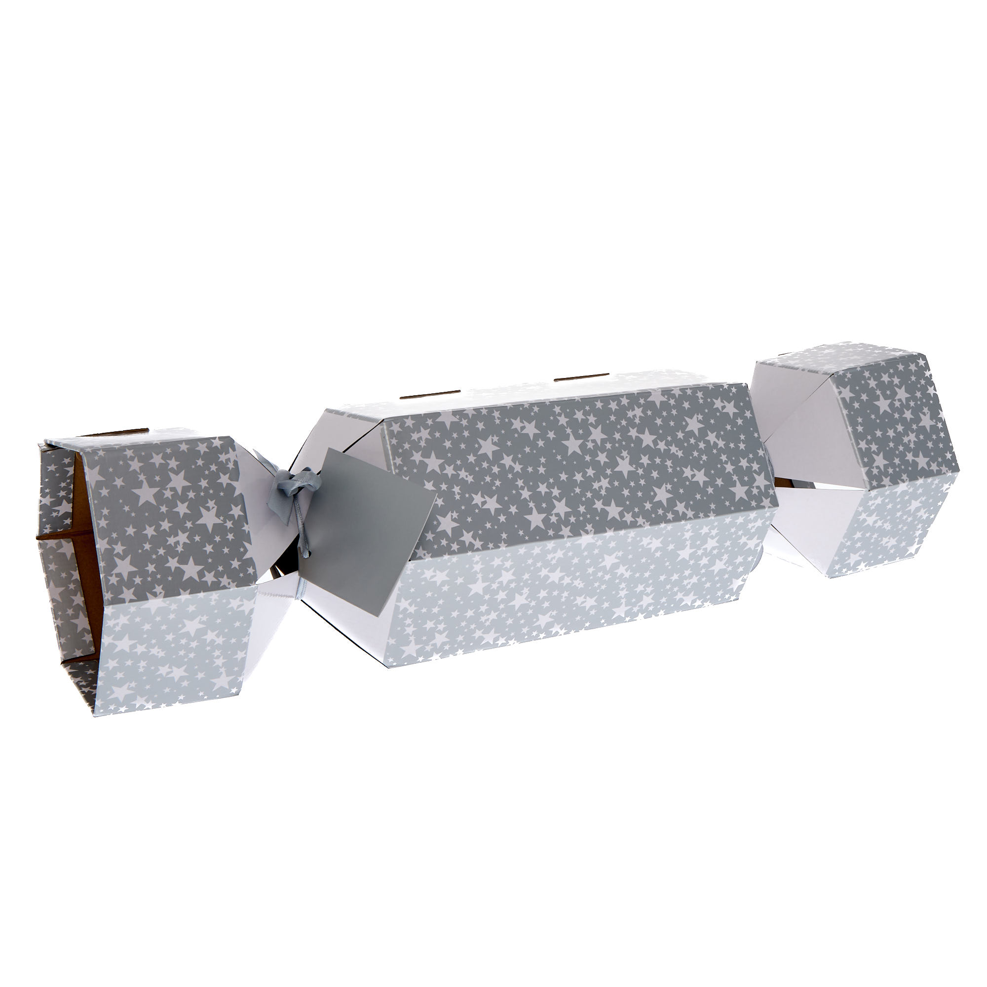 White & Silver Stars Christmas Cracker Gift Box