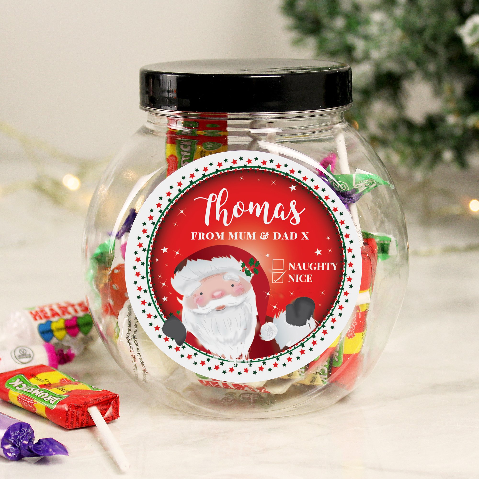 Pesonalised Santa Christmas Sweet Jar