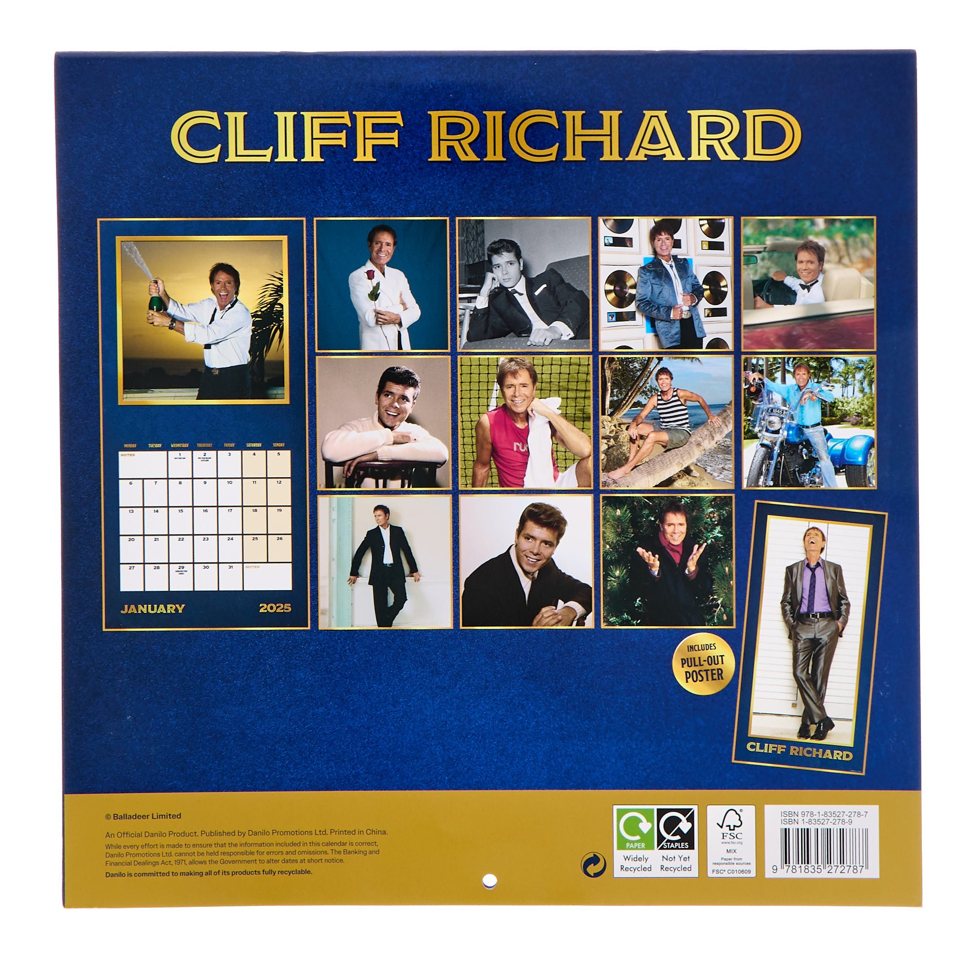 Cliff Richard 2025 Square Wall Calendar