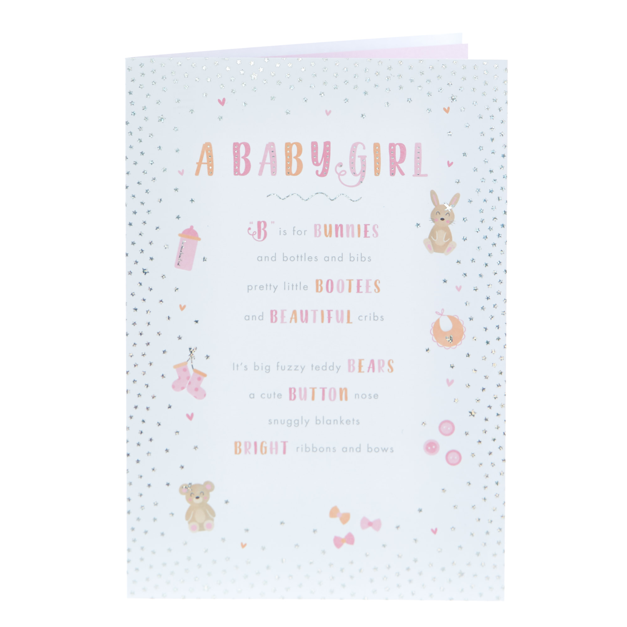 baby girl teddy bear card factory