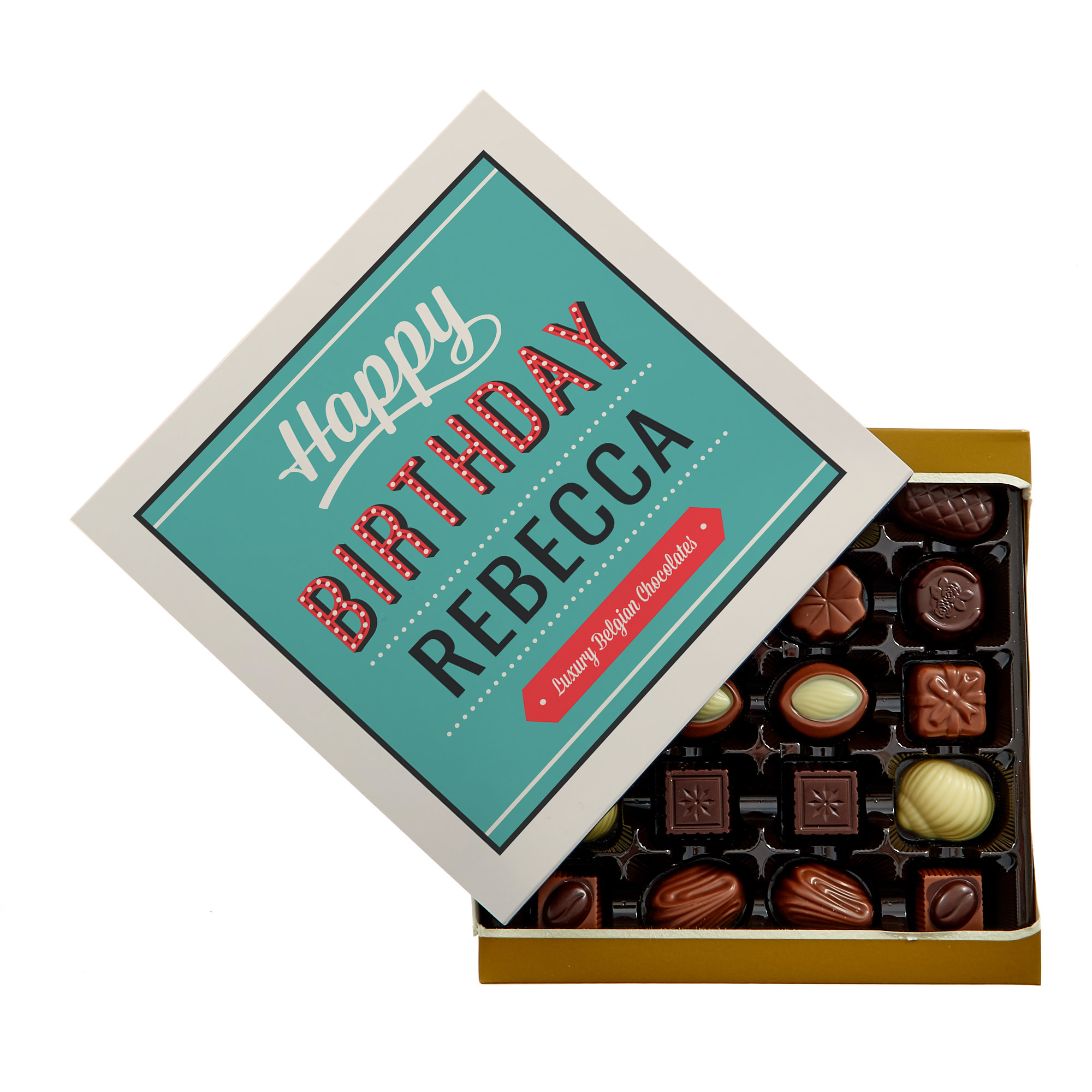 Personalised Belgian Chocolates - Birthday In Lights