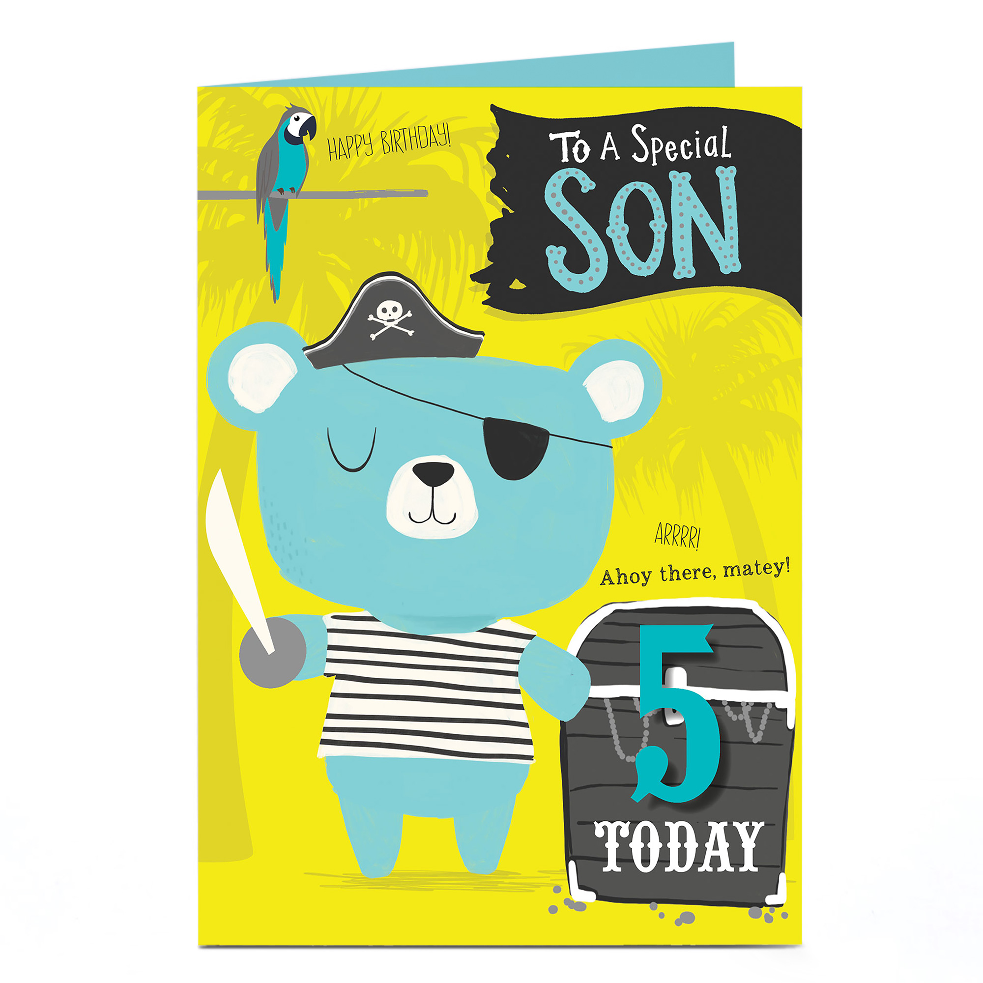 Personalised Editable Age Birthday Card - Son, Pirate Bear