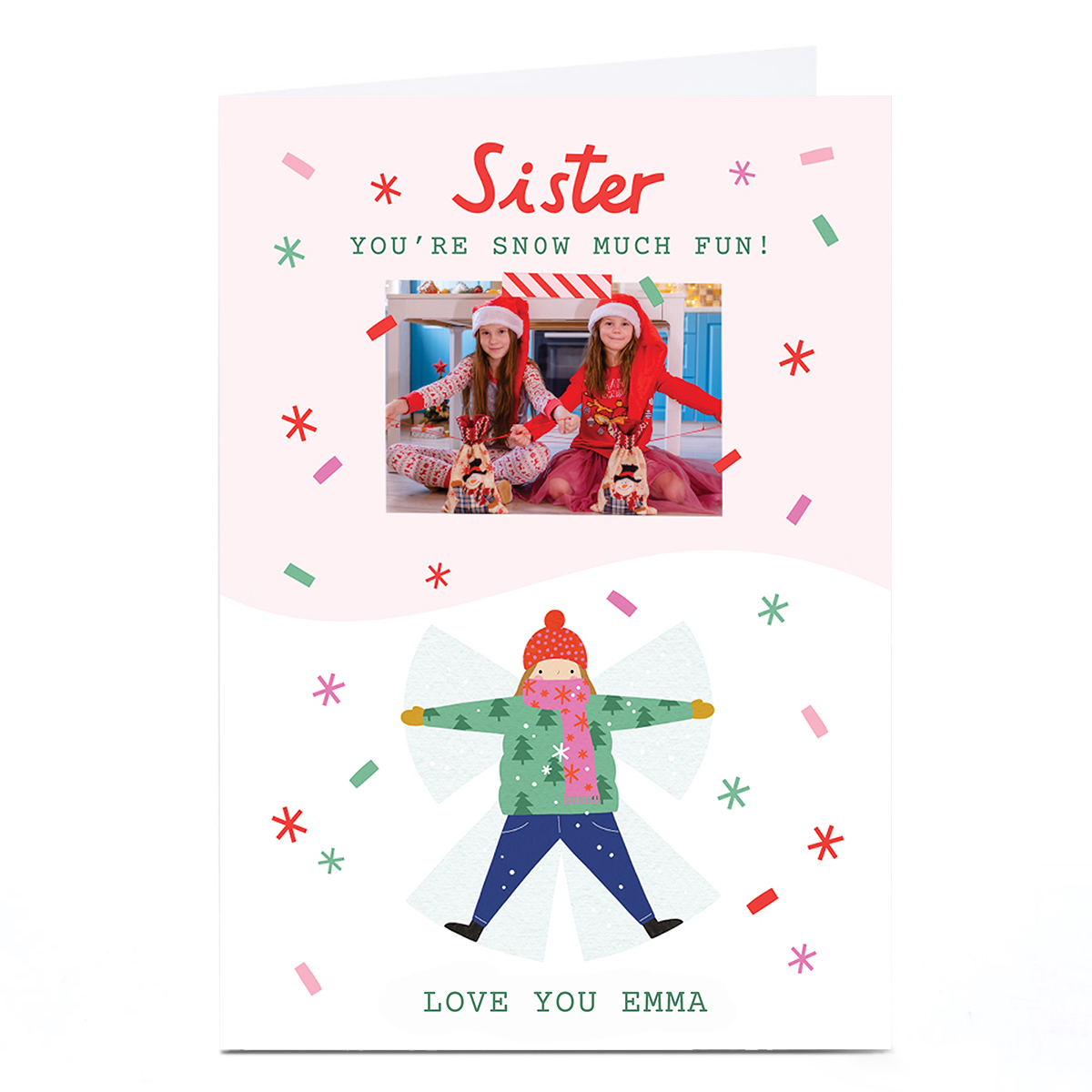 Photo Lemon and Sugar Christmas Card - Snow Angel Fun, Sister