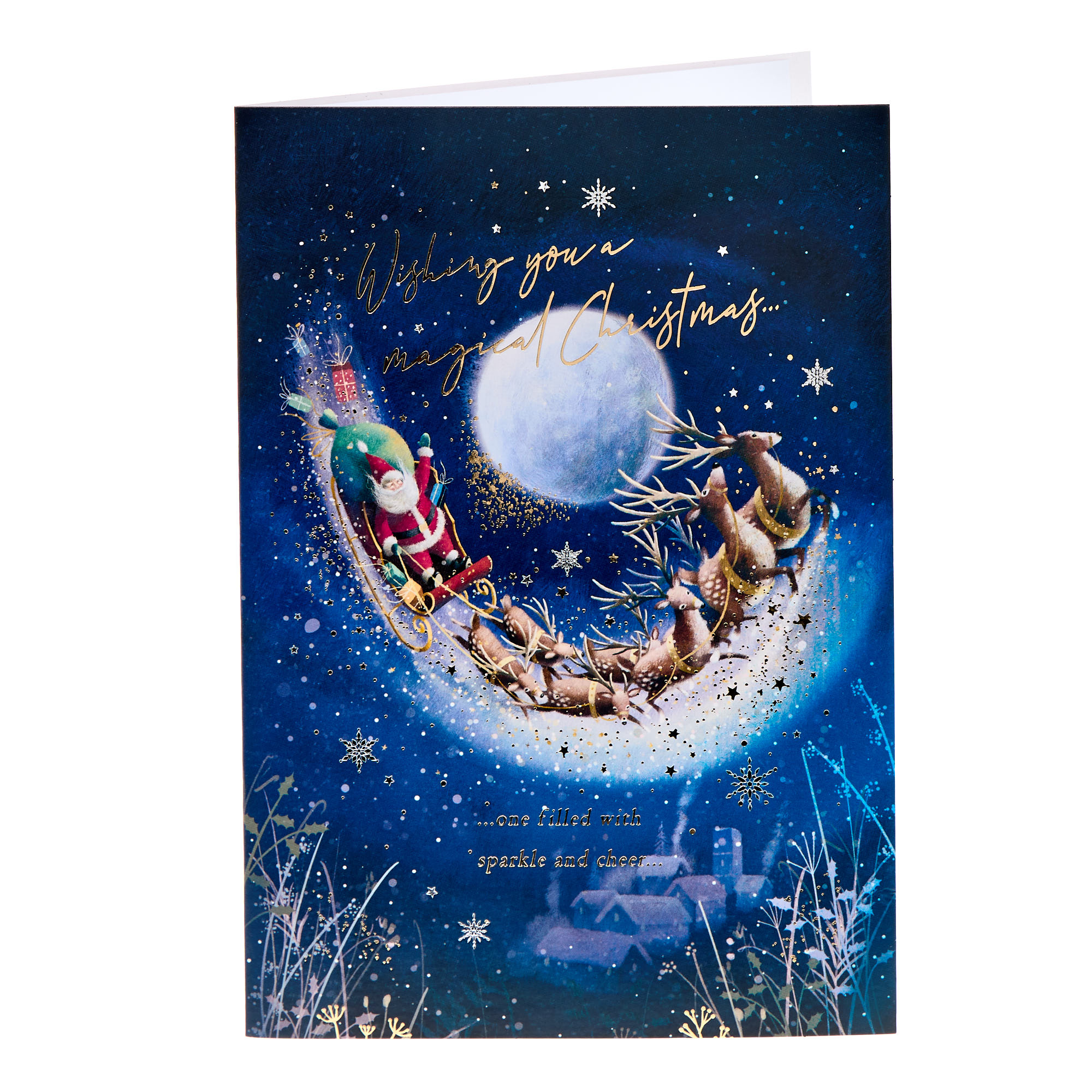 Sparkle & Cheer Santa's Sleigh Christmas Card