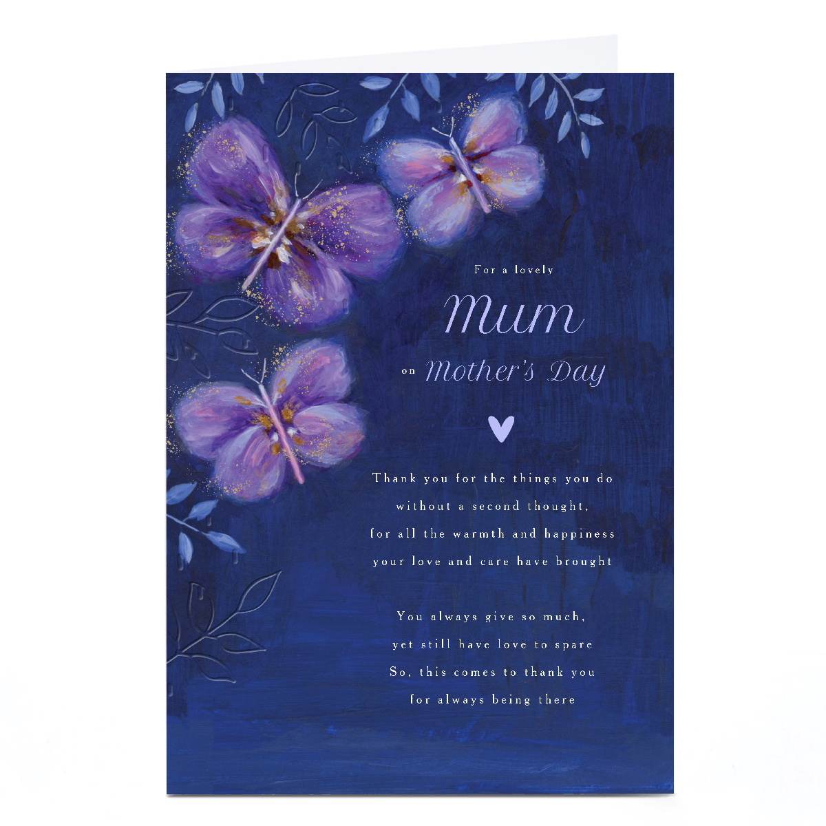 Personalised Mother's Day Card - For Always Being There Butterflies, Mum