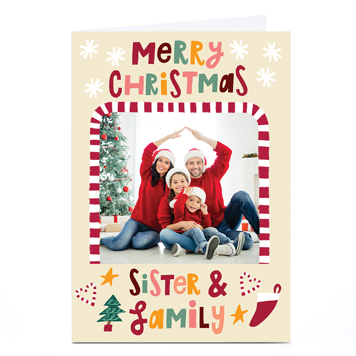 Photo Stevie Studio Christmas Card - Candy Cane Frame, Sister and Family