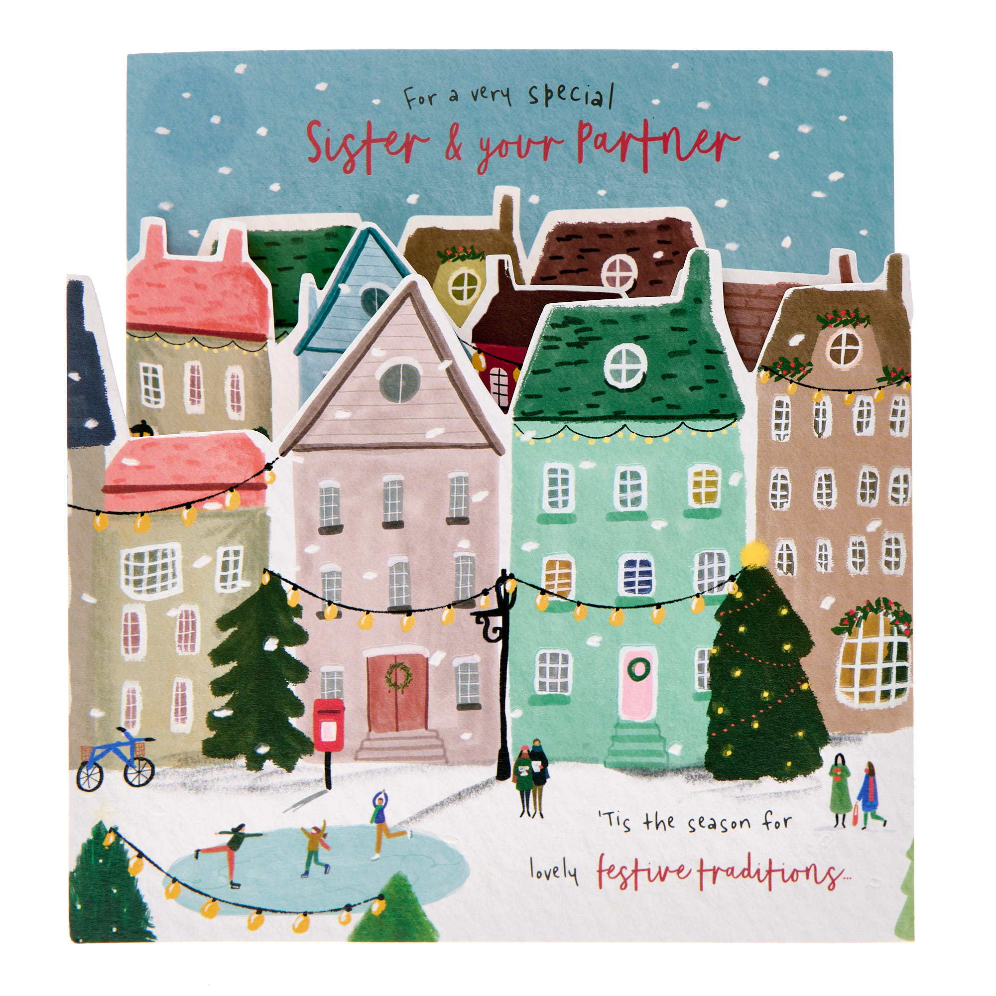 Sister & Partner Row of Houses Christmas Card