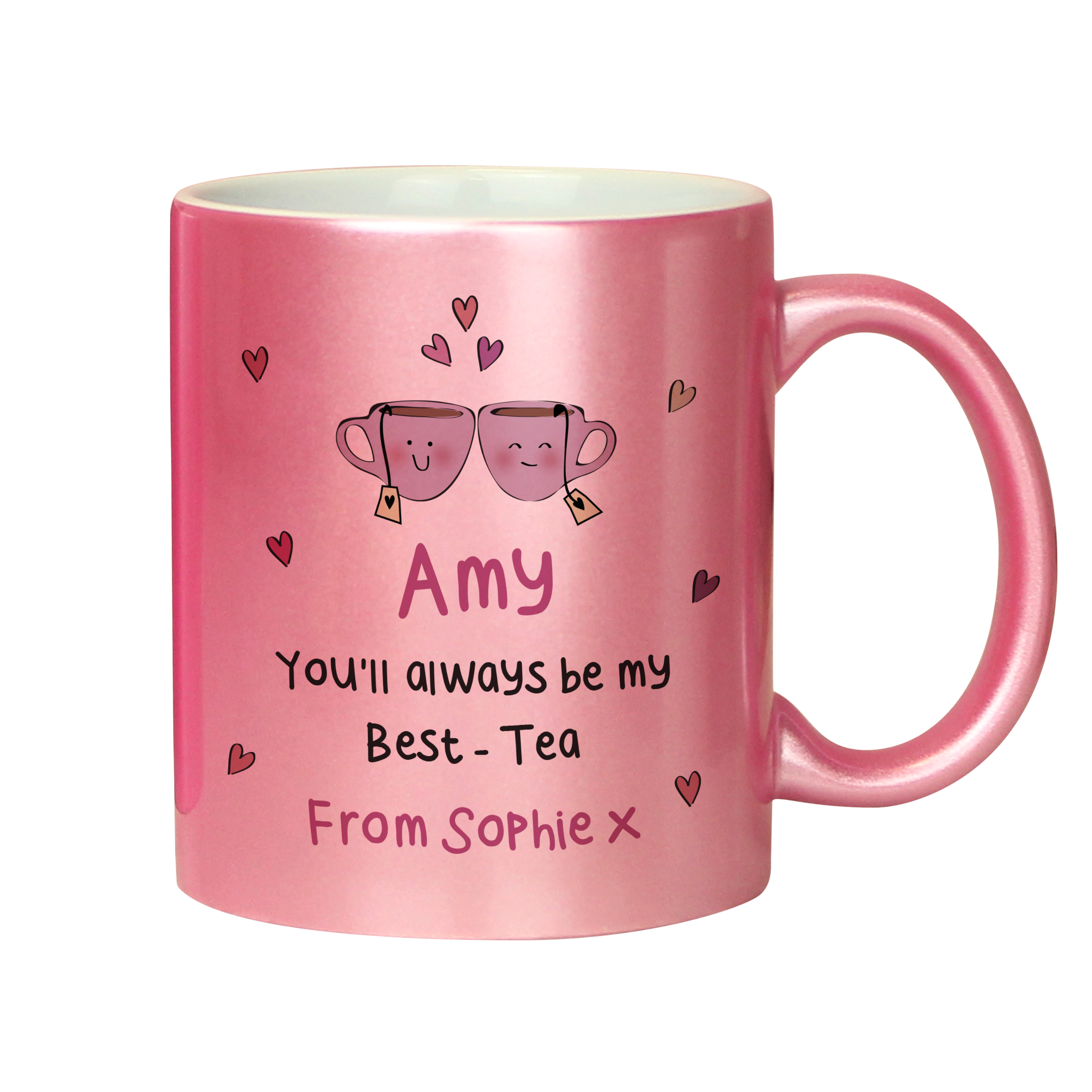 Personalised Best-Tea Pink Glitter Mug