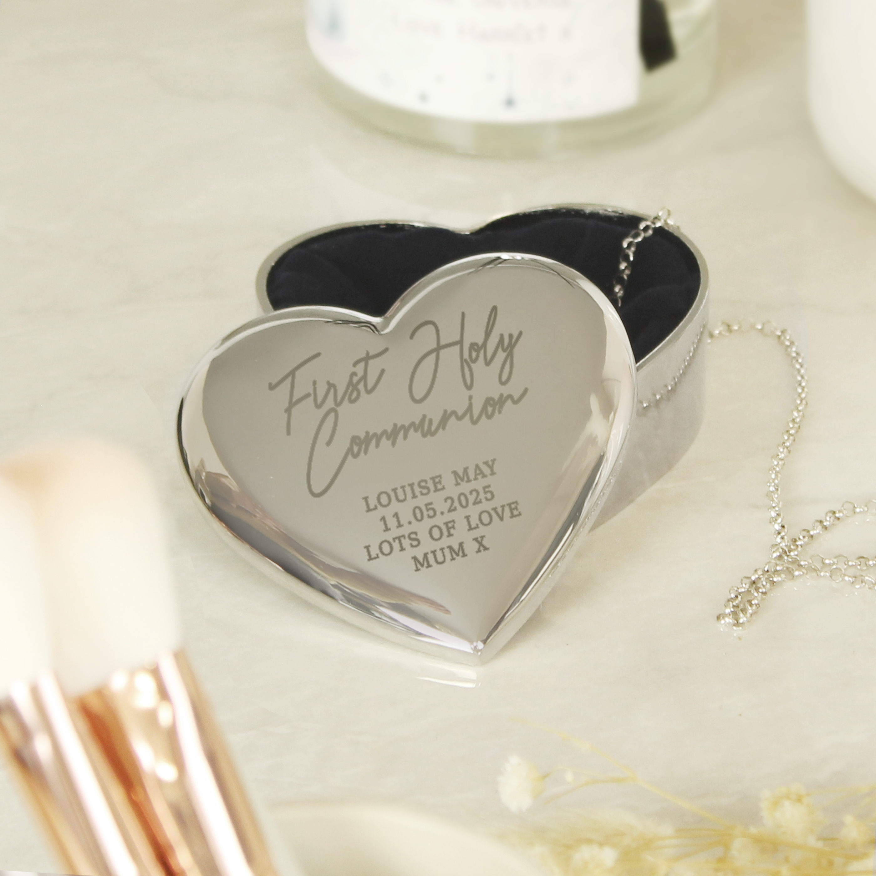 Personalised First Holy Communion Heart Trinket Box