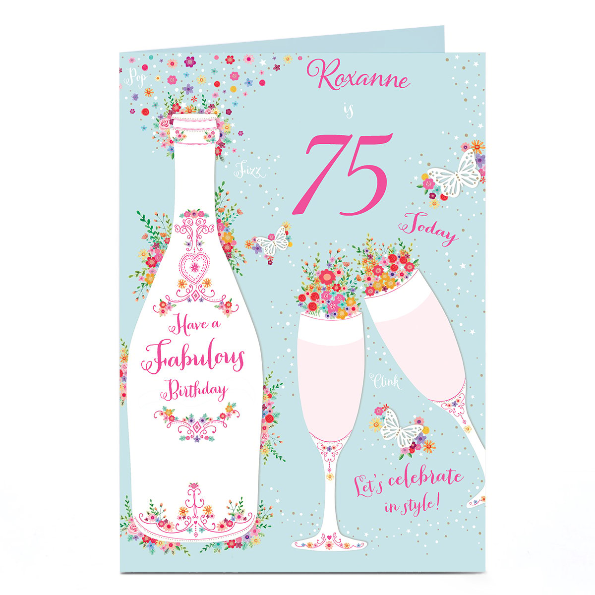 Buy Personalised Birthday Card - Champagne Bottle & Flutes Editable Age ...