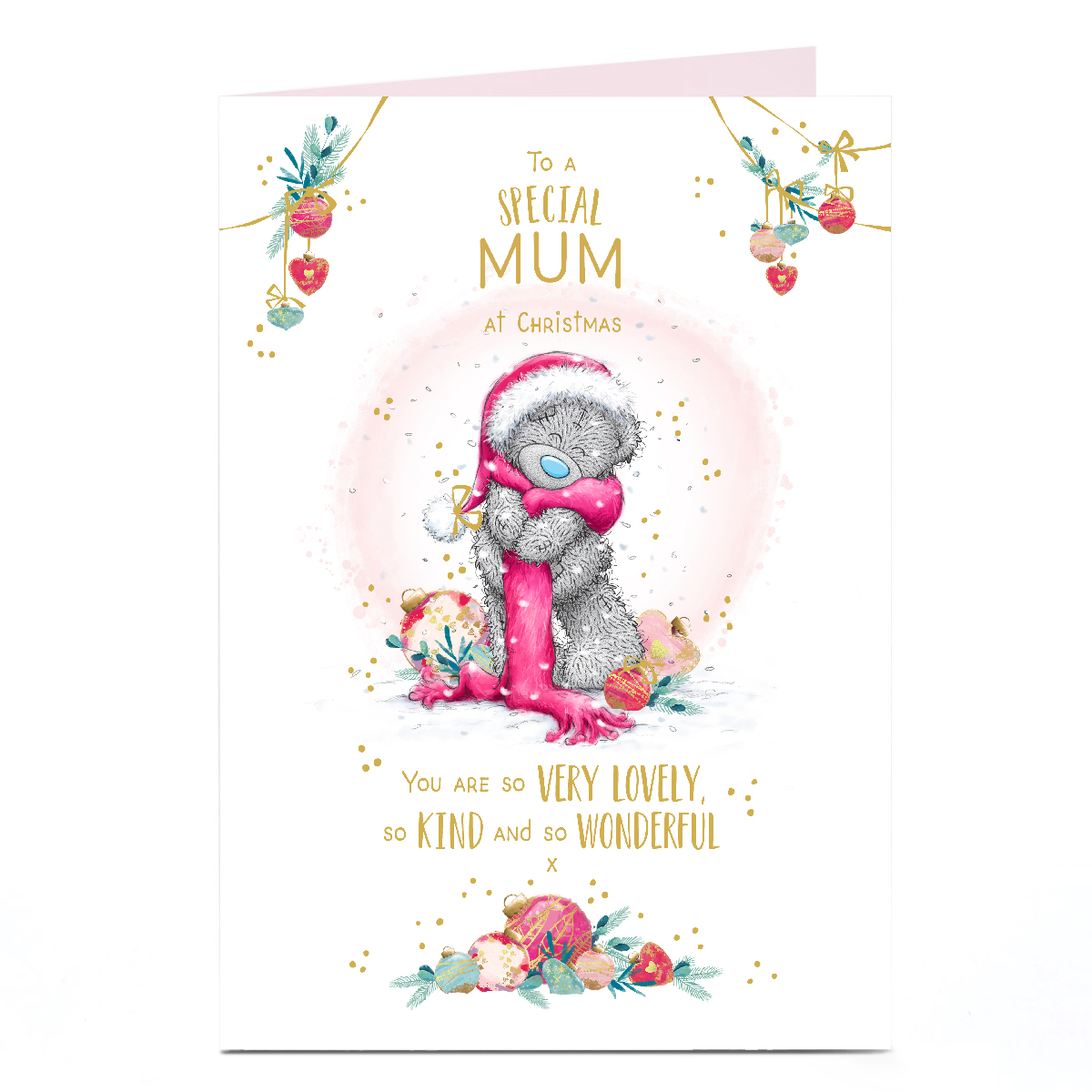 Personalised Tatty Teddy Christmas Card - Bear in Scarf, Mum