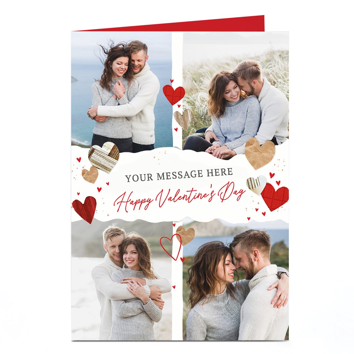 Photo Valentine's Day Card - Rustic Hearts, Any Message