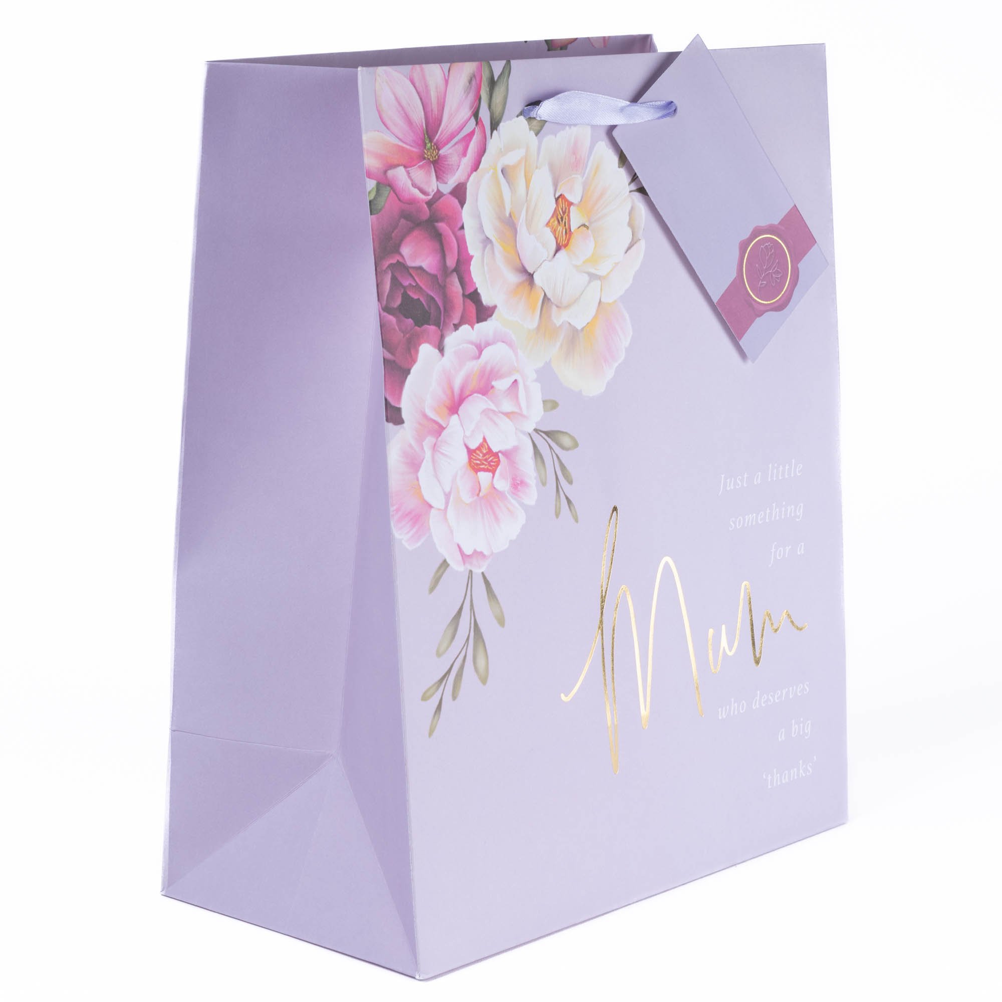 Mum Deserves Thanks Floral Large Portrait Gift Bag