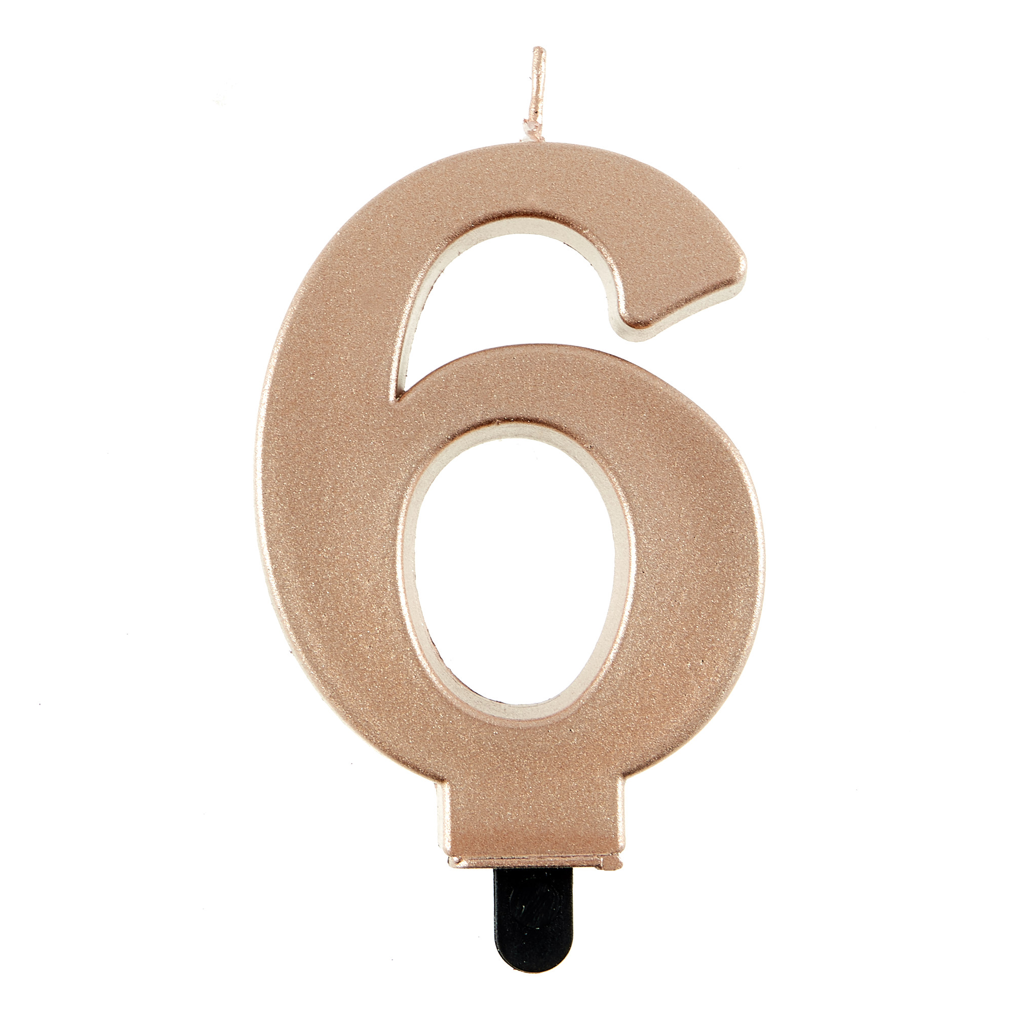 Rose Gold Number 6 Cake Candle 