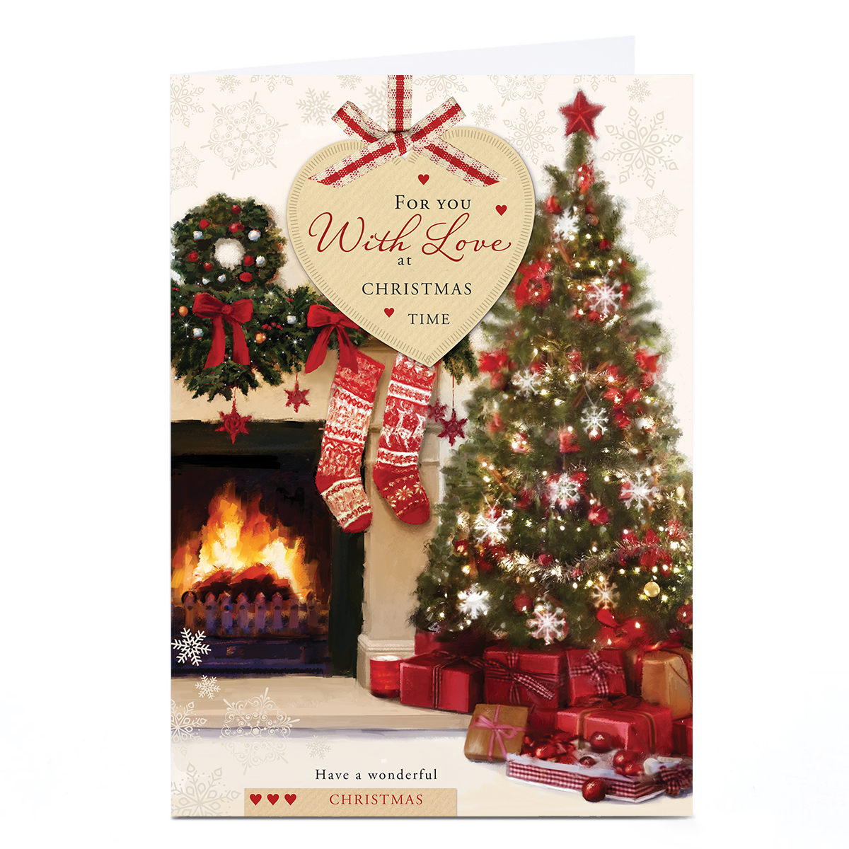 Personalised Christmas Card - Festive Fireplace, With Love and Christmas