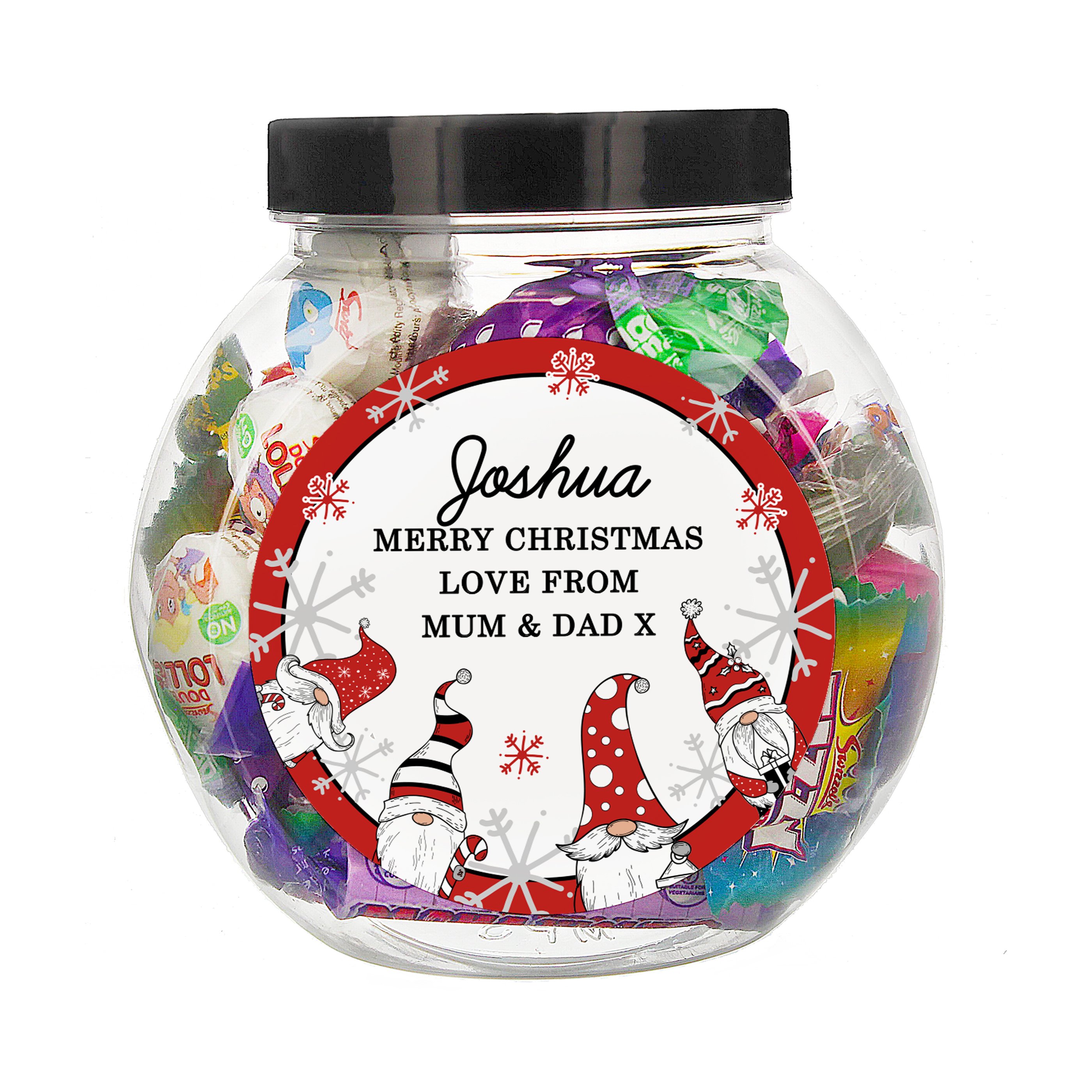 Personalised Gonks Christmas Sweets Jar