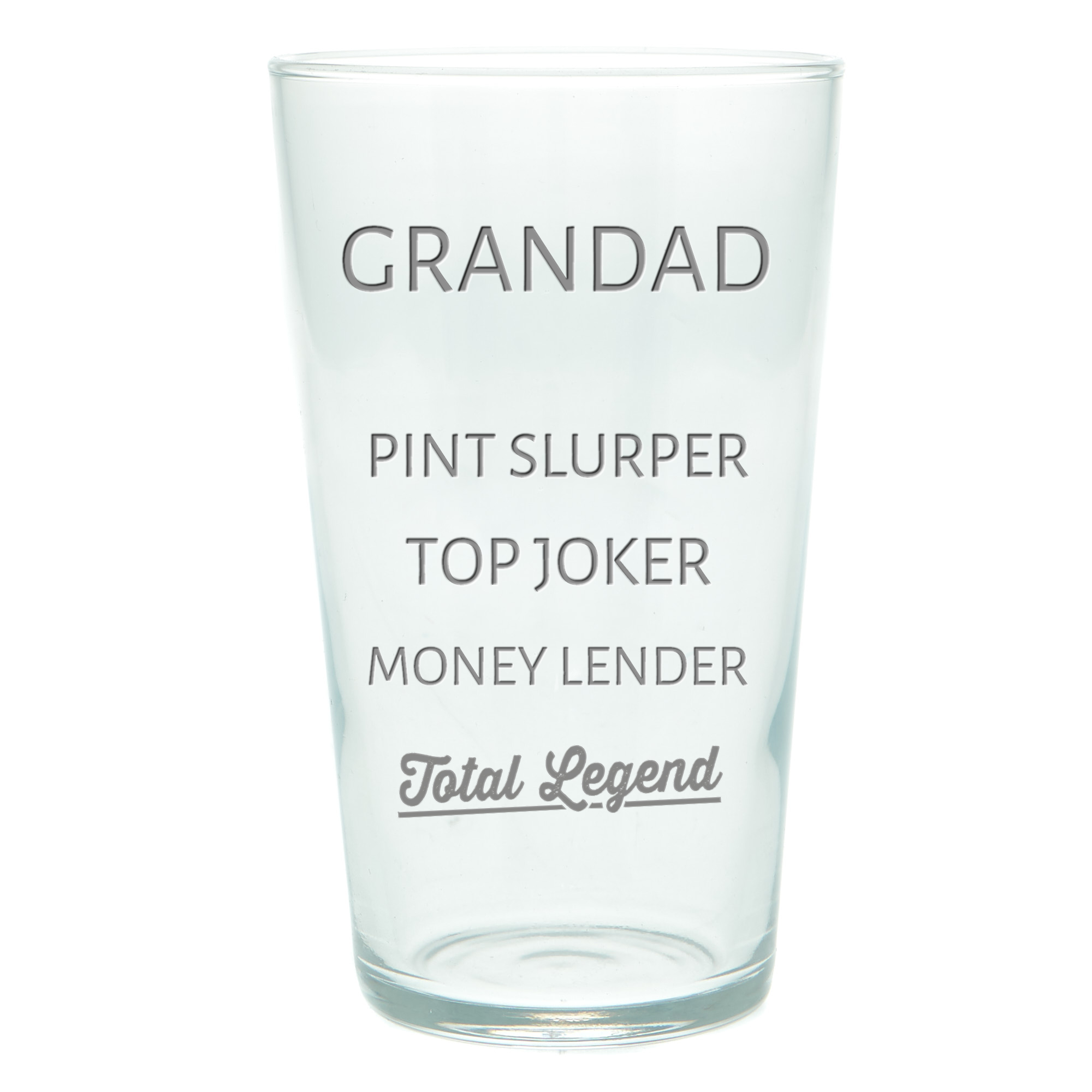 Personalised Pint Glass - Total Legend, Grandad