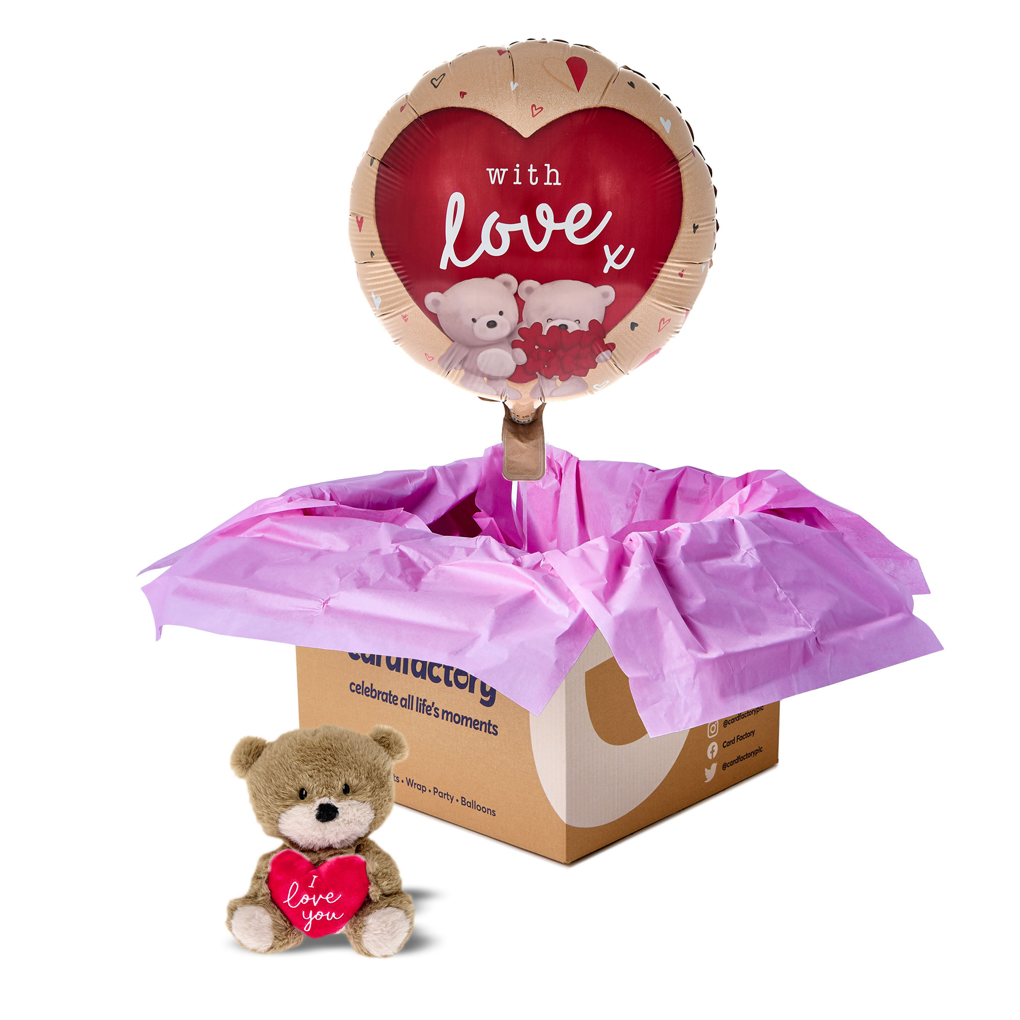 Hugs With Love Balloon & Hugs Bear Soft Toy - Delivered Inflated!