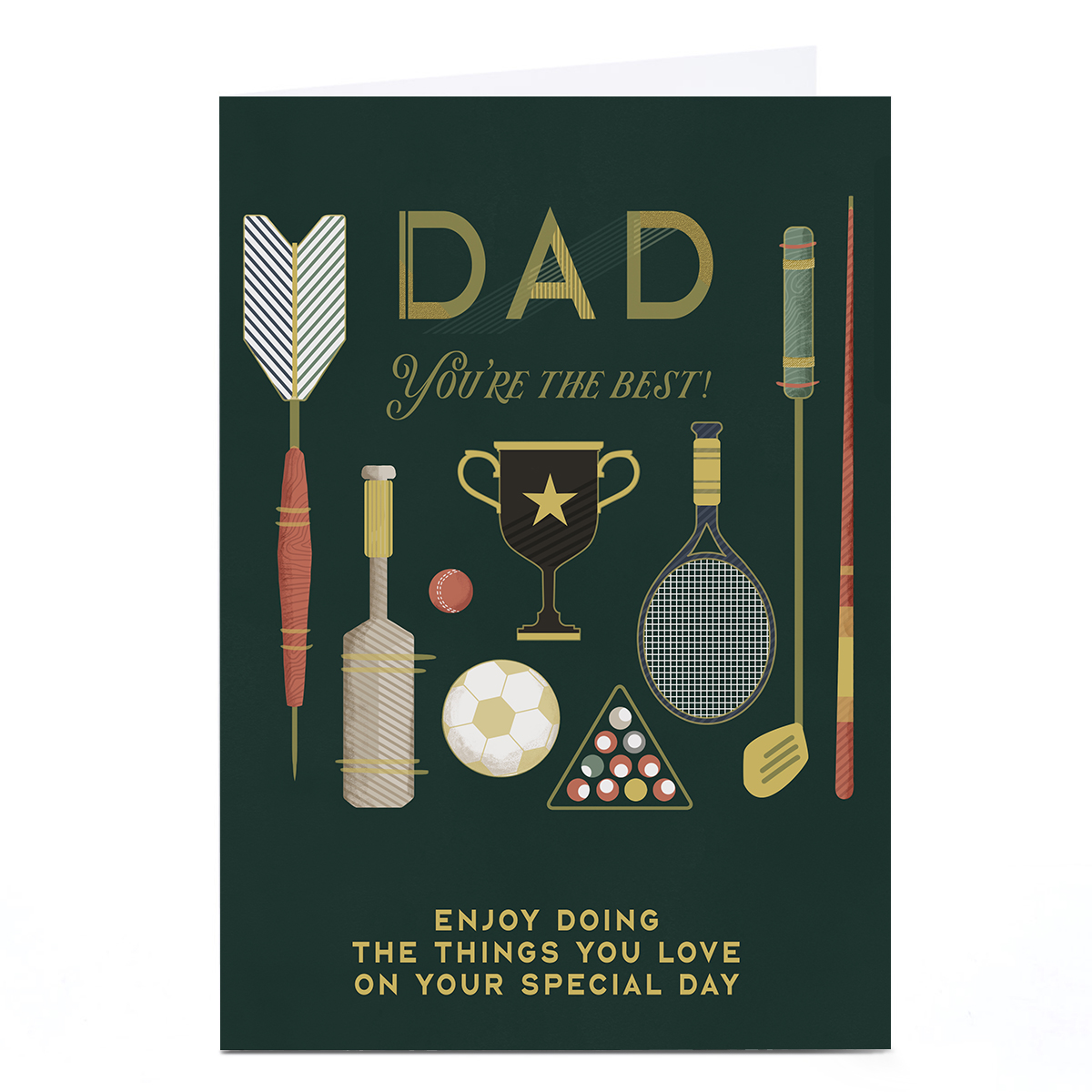 Personalised Birthday Card - Classic Sports Equipment, Dad