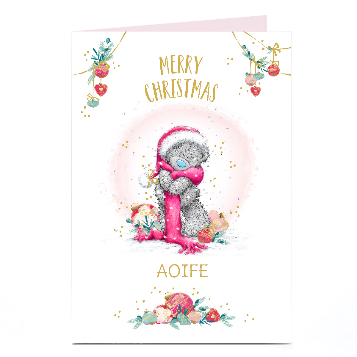 Personalised Tatty Teddy Christmas Card - Bear in Scarf