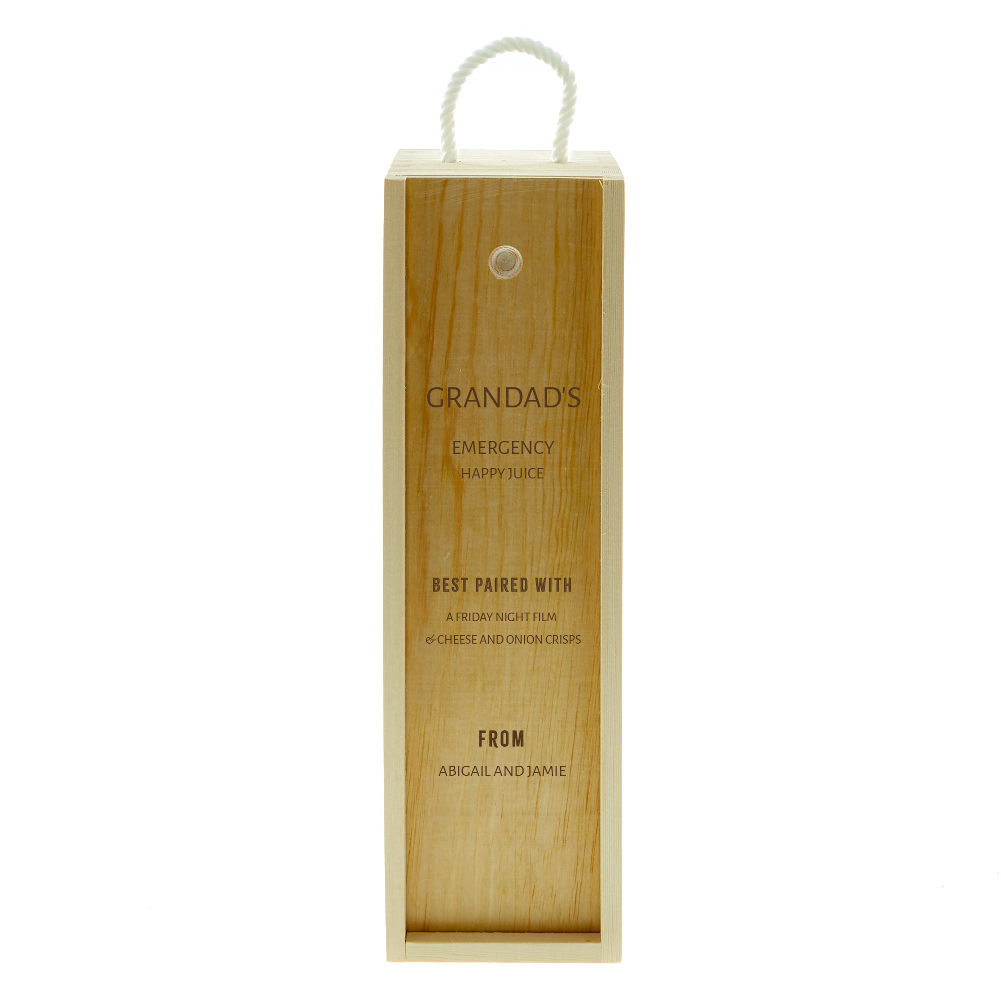 Personalised Wooden Wine Box - Best Paired With, Grandad