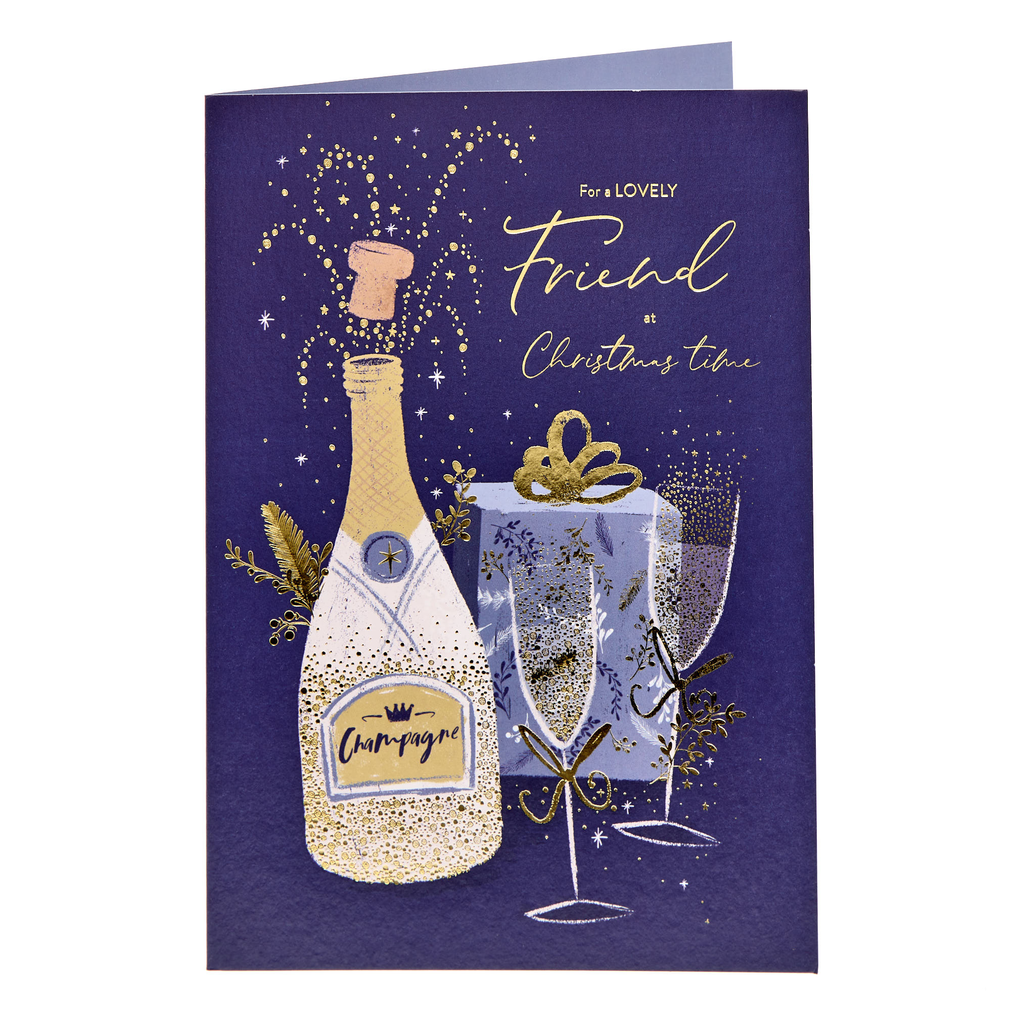 Lovely Friend Champagne Christmas Card