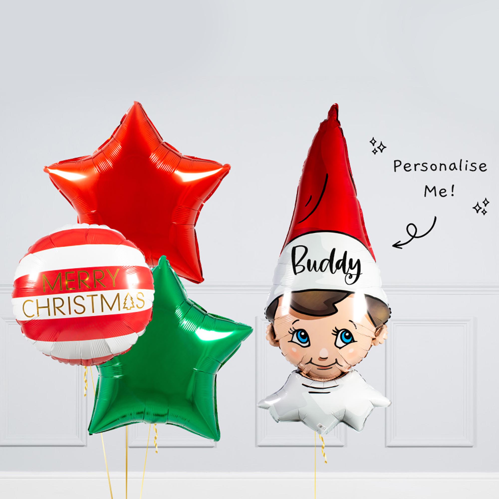 Personalised Elf On The Shelf Christmas Supershape & Foils Bundle - DELIVERED INFLATED!