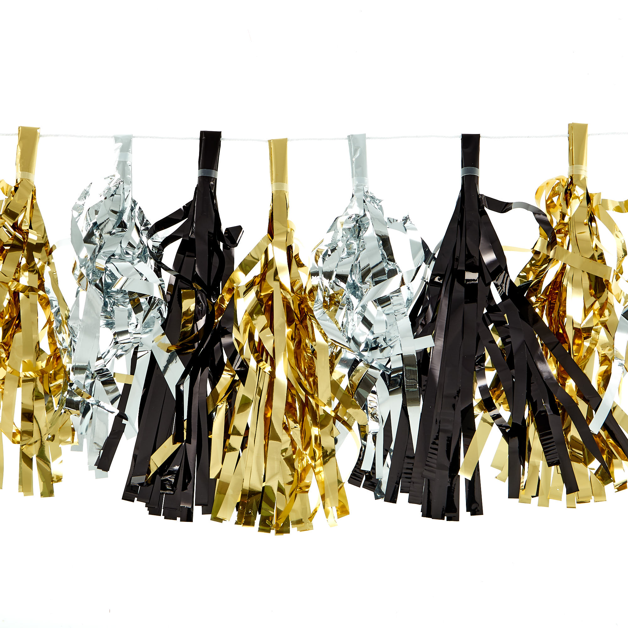 Silver, Black & Gold Foil Tassel Banner