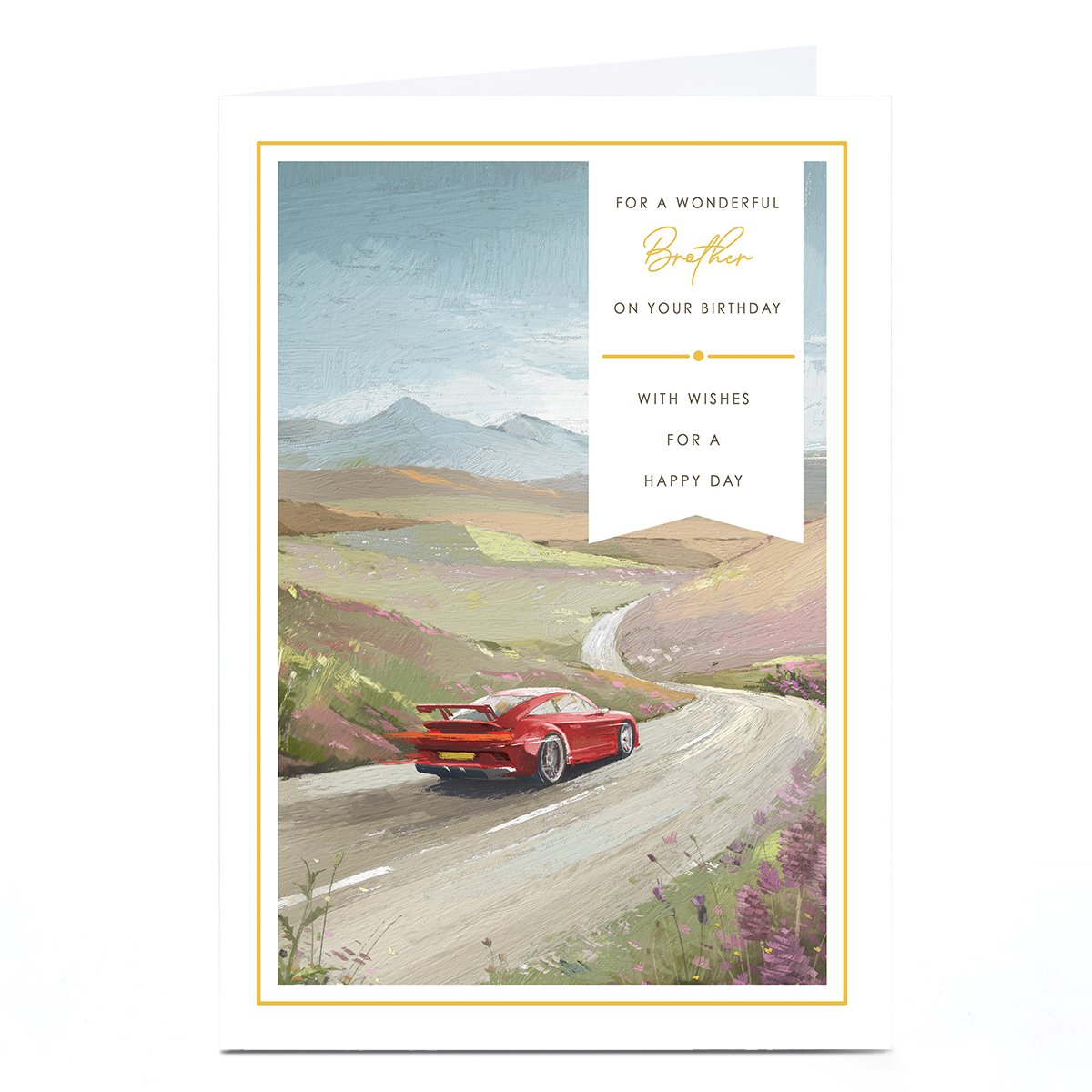 Personalised Birthday Card - Classic Car Countryside, Brother