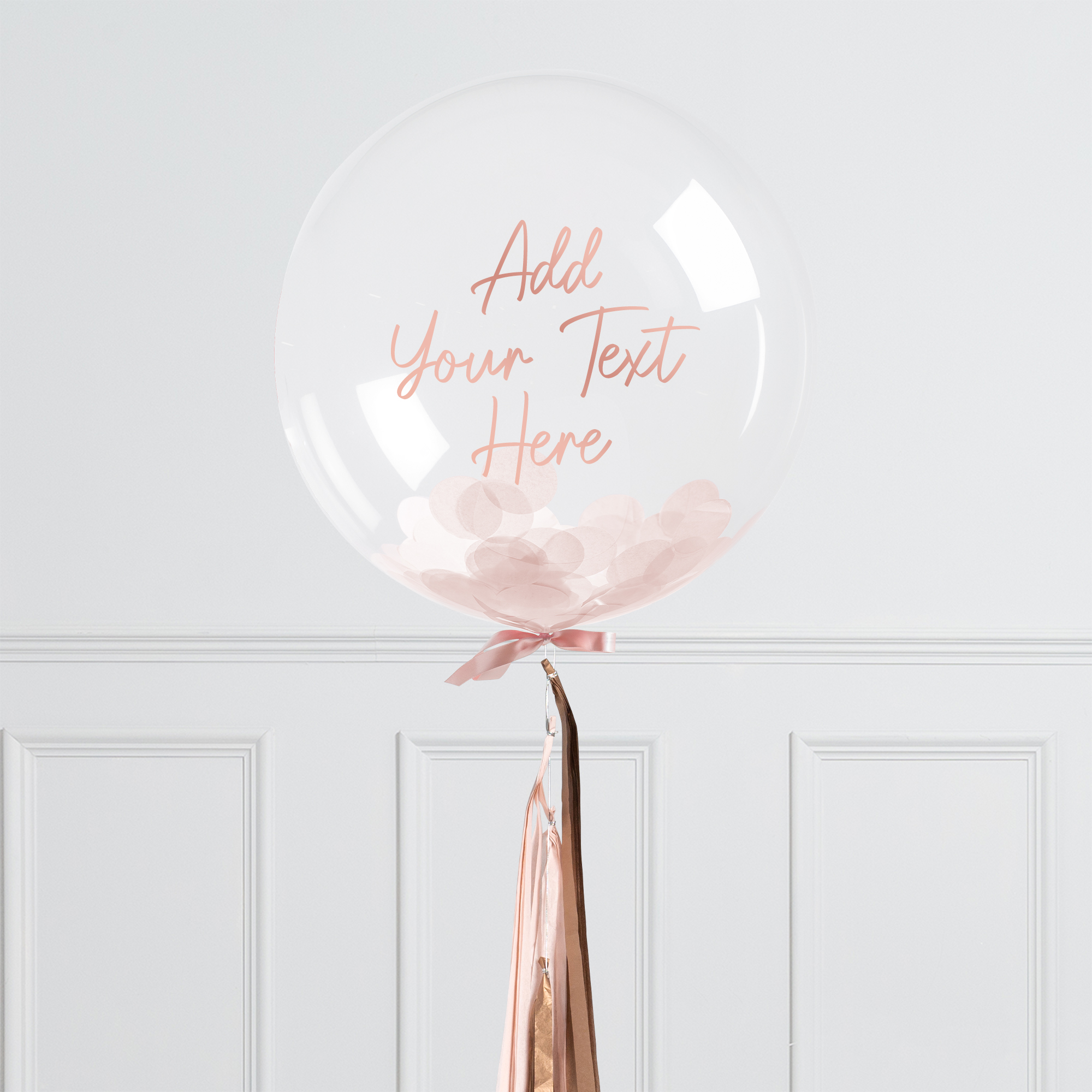 Personalised 20-Inch Bubblegum Confetti Balloon Rose Gold - DELIVERED INFLATED!