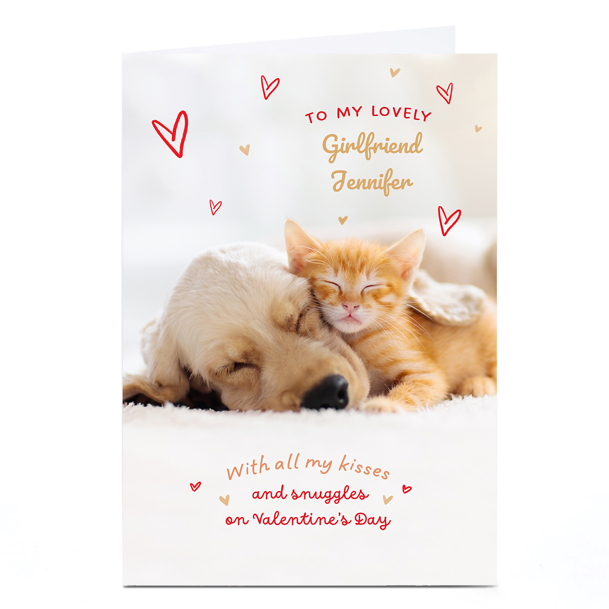 Personalised Valentine's Day Card - Cute dog & cat 