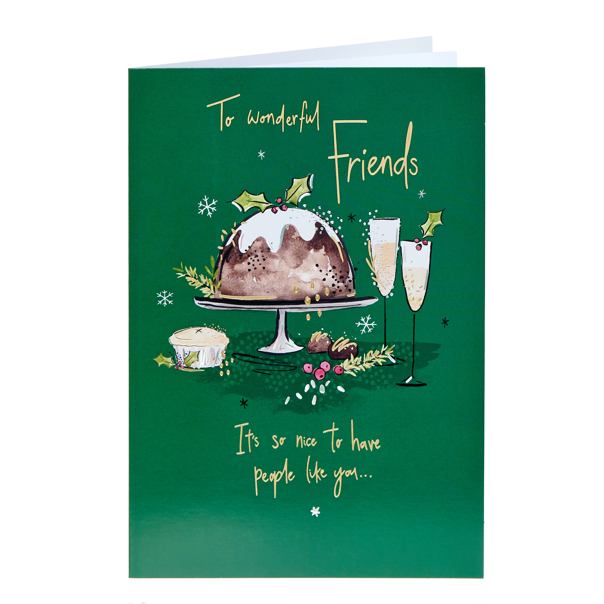 Friends Festive Bubbly & Pudding Christmas Card