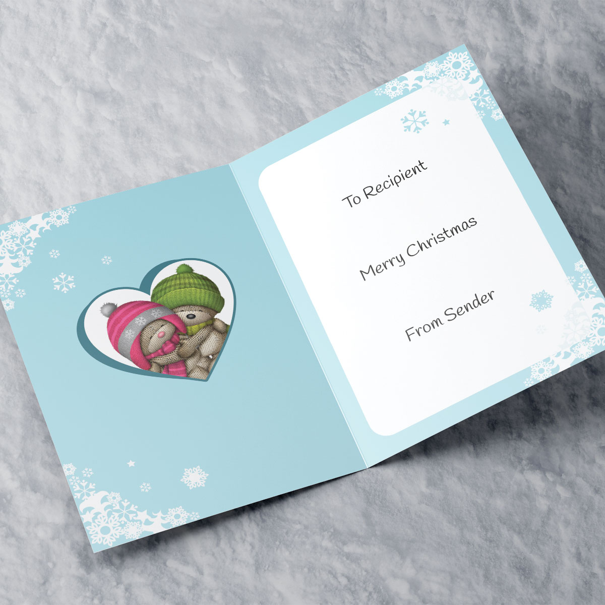 Personalised Hugs Bear Christmas Card - Cuddles