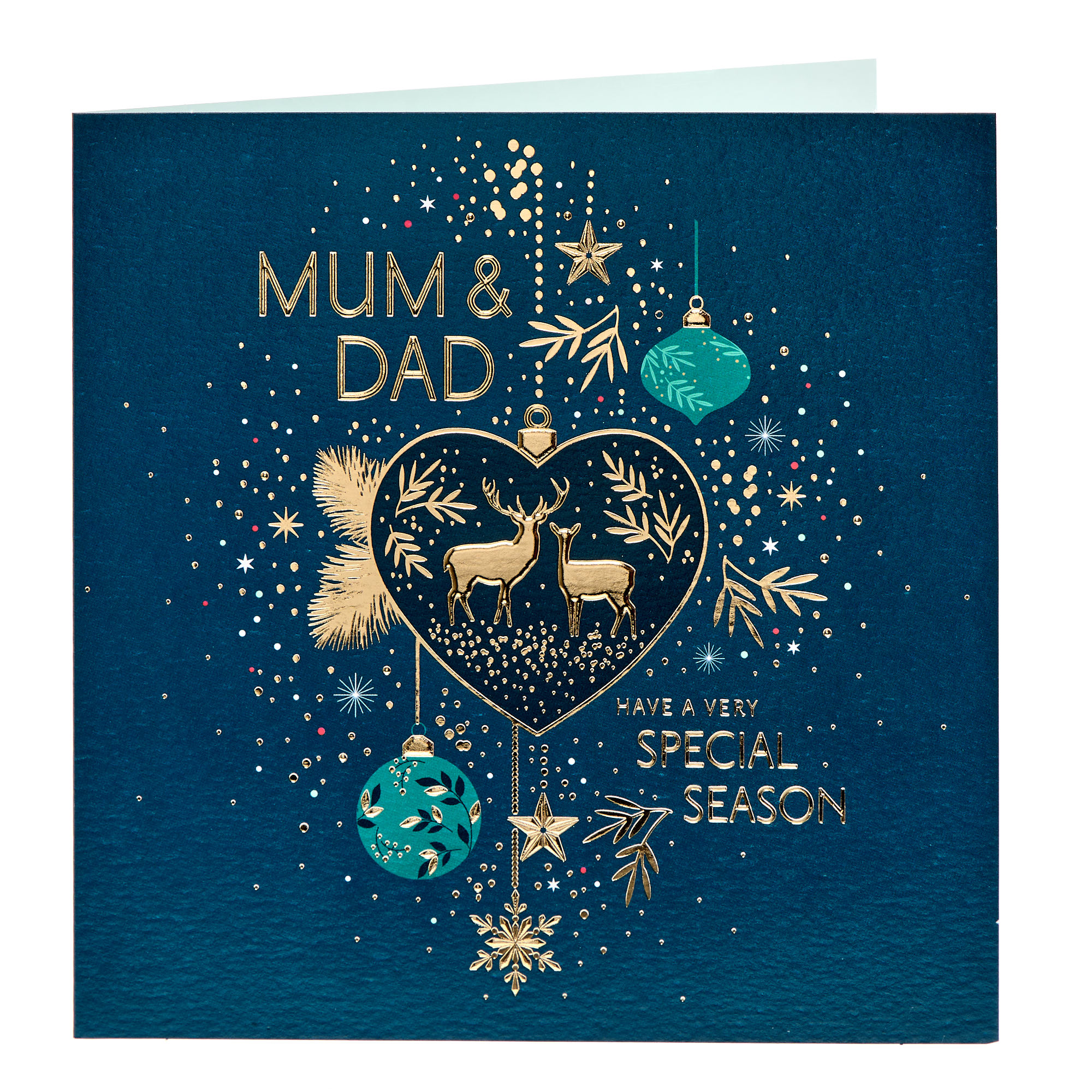 Mum & Dad Reindeer Heart Christmas Card