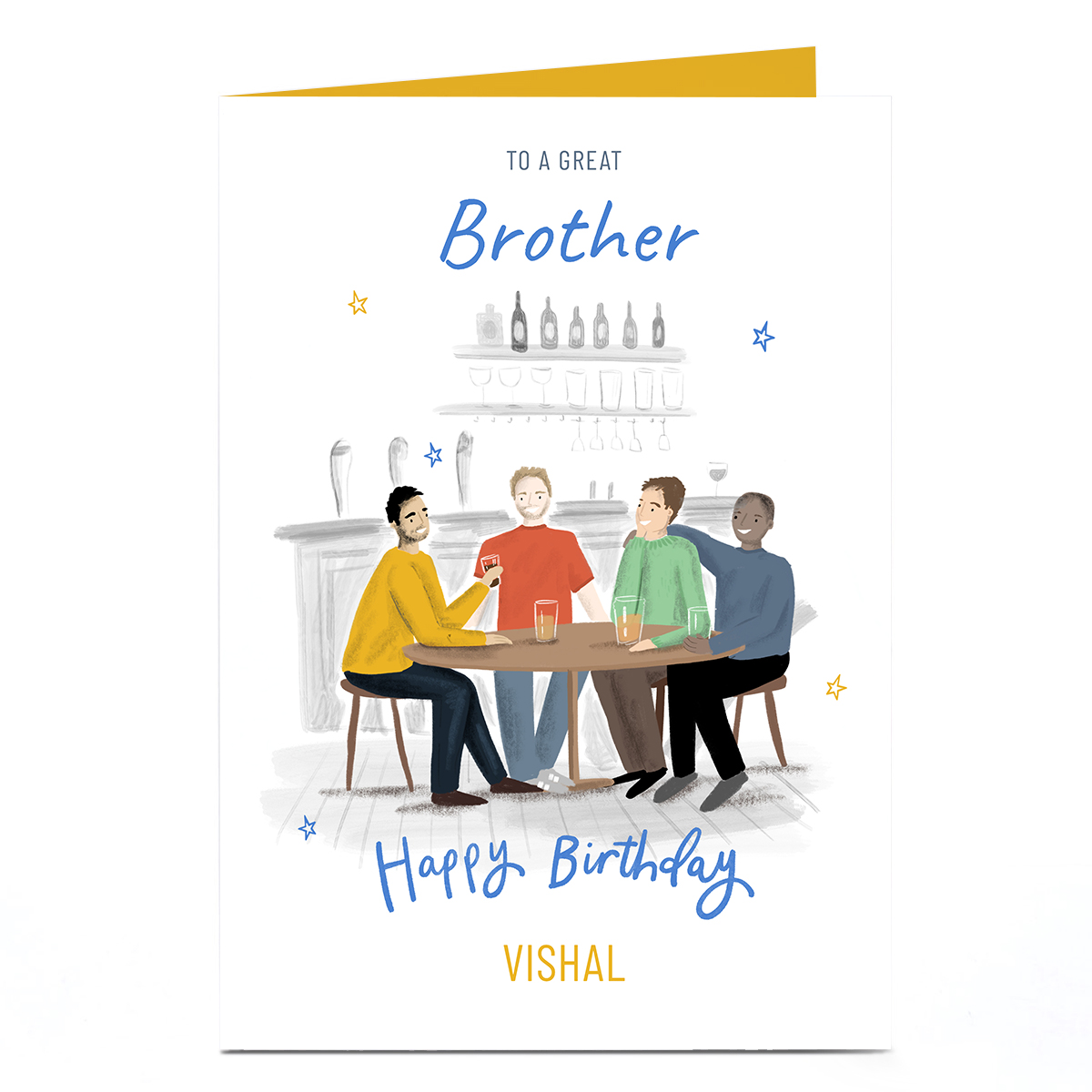 Personalised Birthday Card - Pub Gathering, Brother