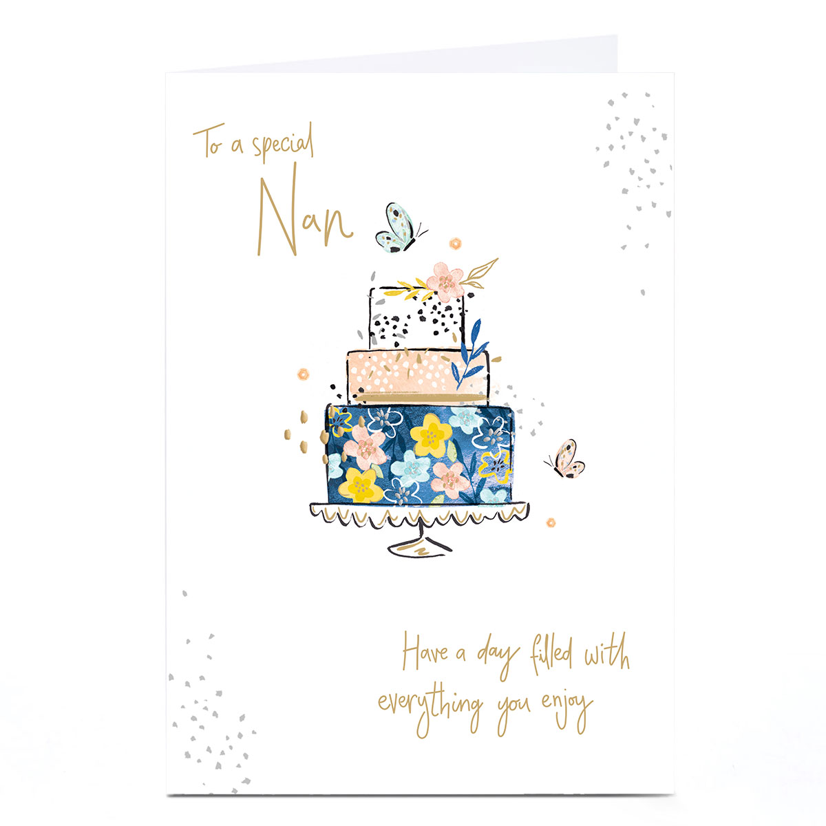 Personalised Birthday Card - Flroal Tiered Cake, Nan