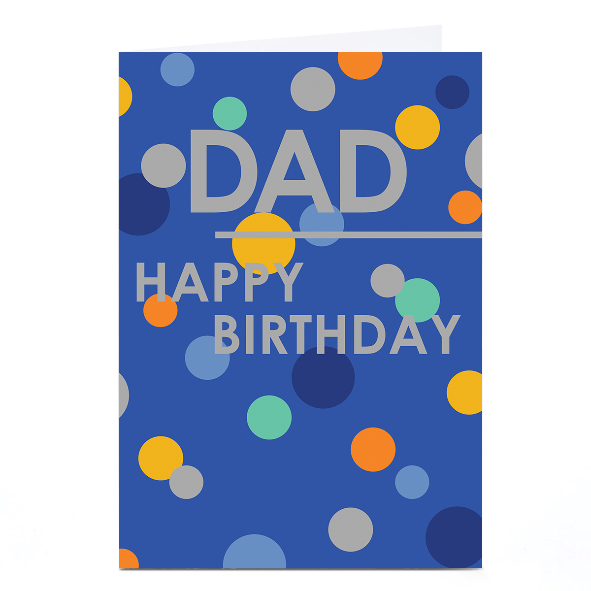 Personalised Birthday Card - Blue and Orange Circles and Dots, Dad